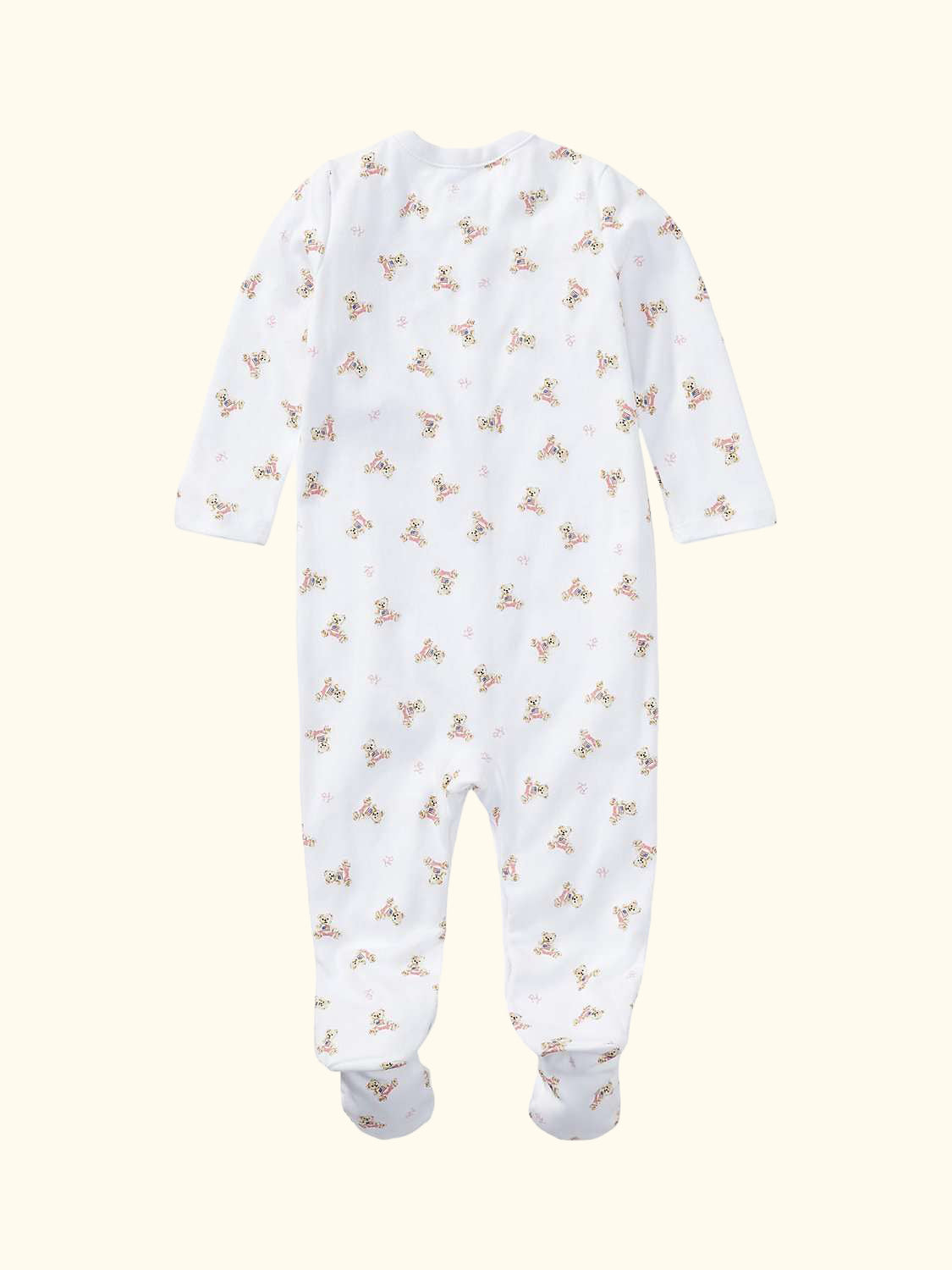 Baby Polo Bear Print Sleepsuit, White/Red