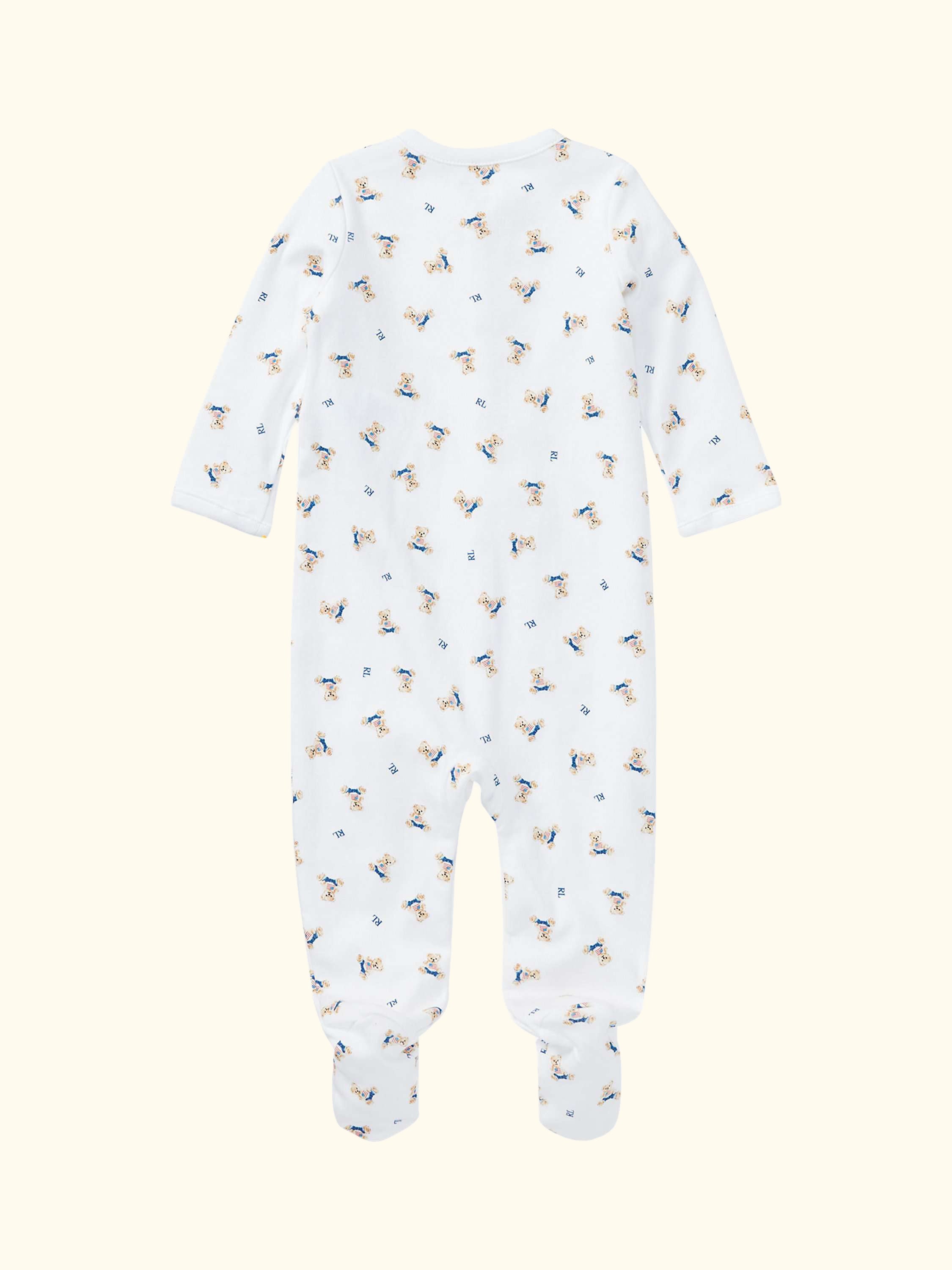 Baby Polo Bear Print Sleepsuit, White/Red