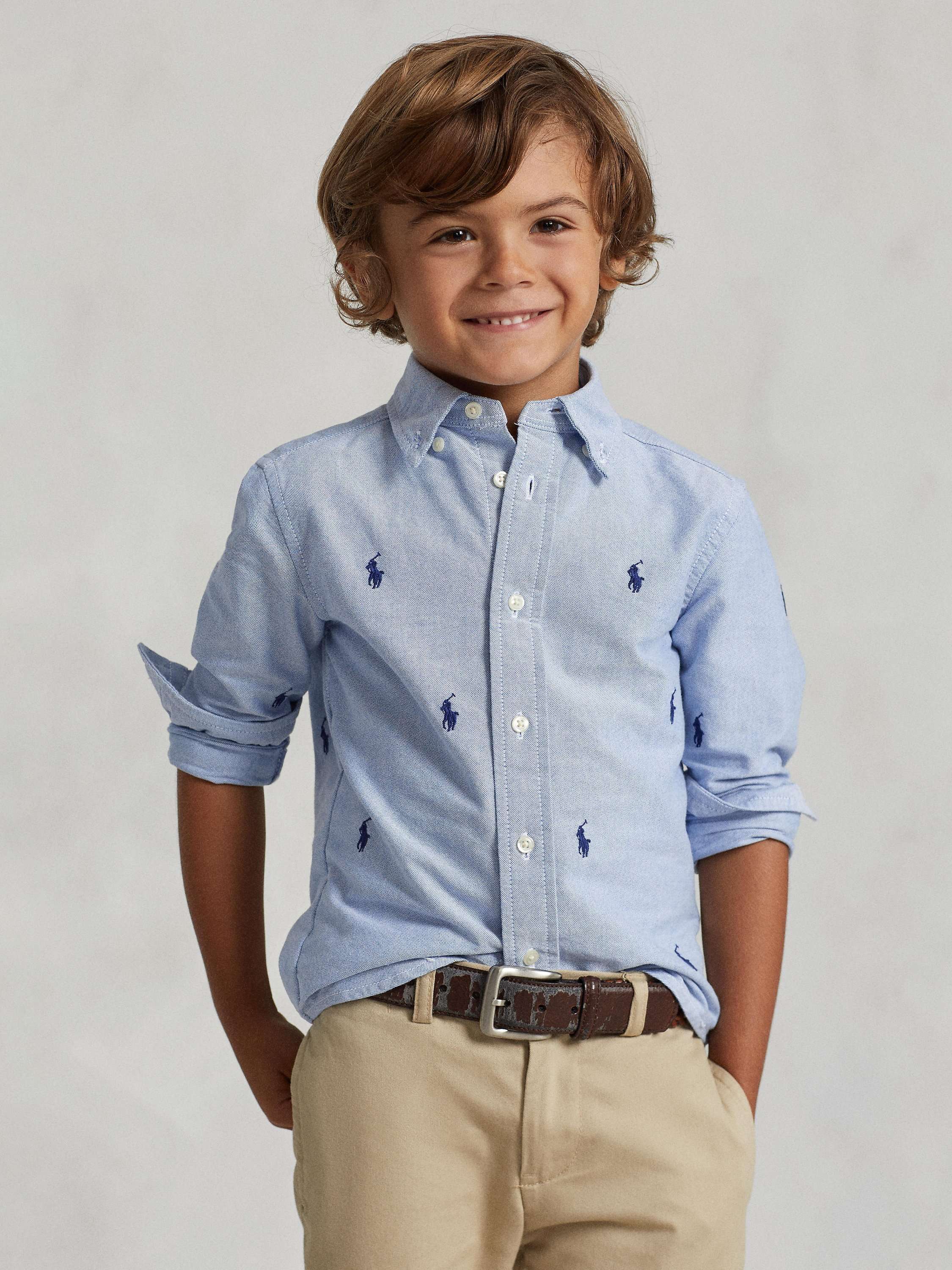 Polo Ralph Lauren Kids' Schiffli Oxford Shirt, Blue