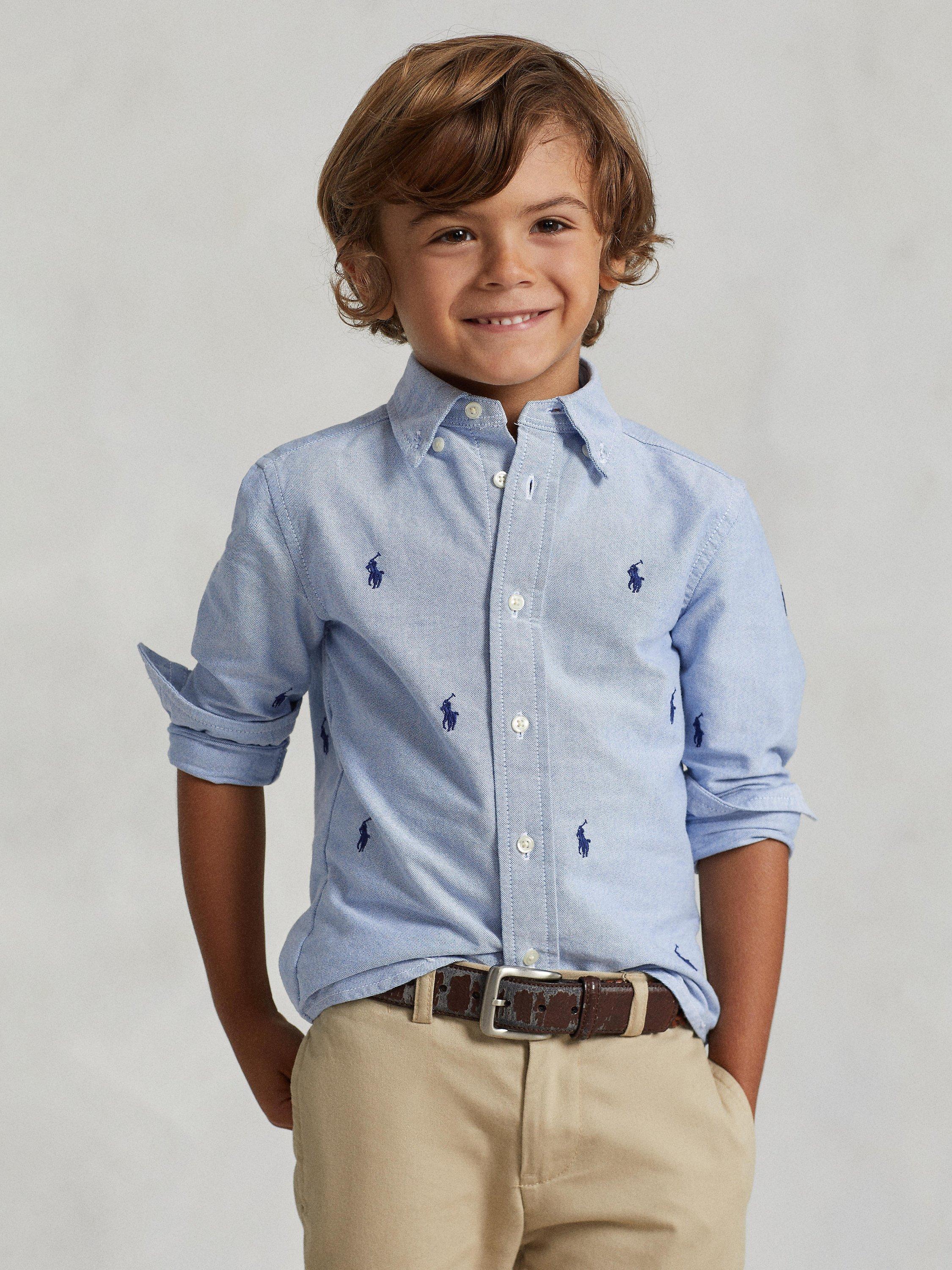 Polo Ralph Lauren Kids' Schiffli Oxford Shirt, Blue