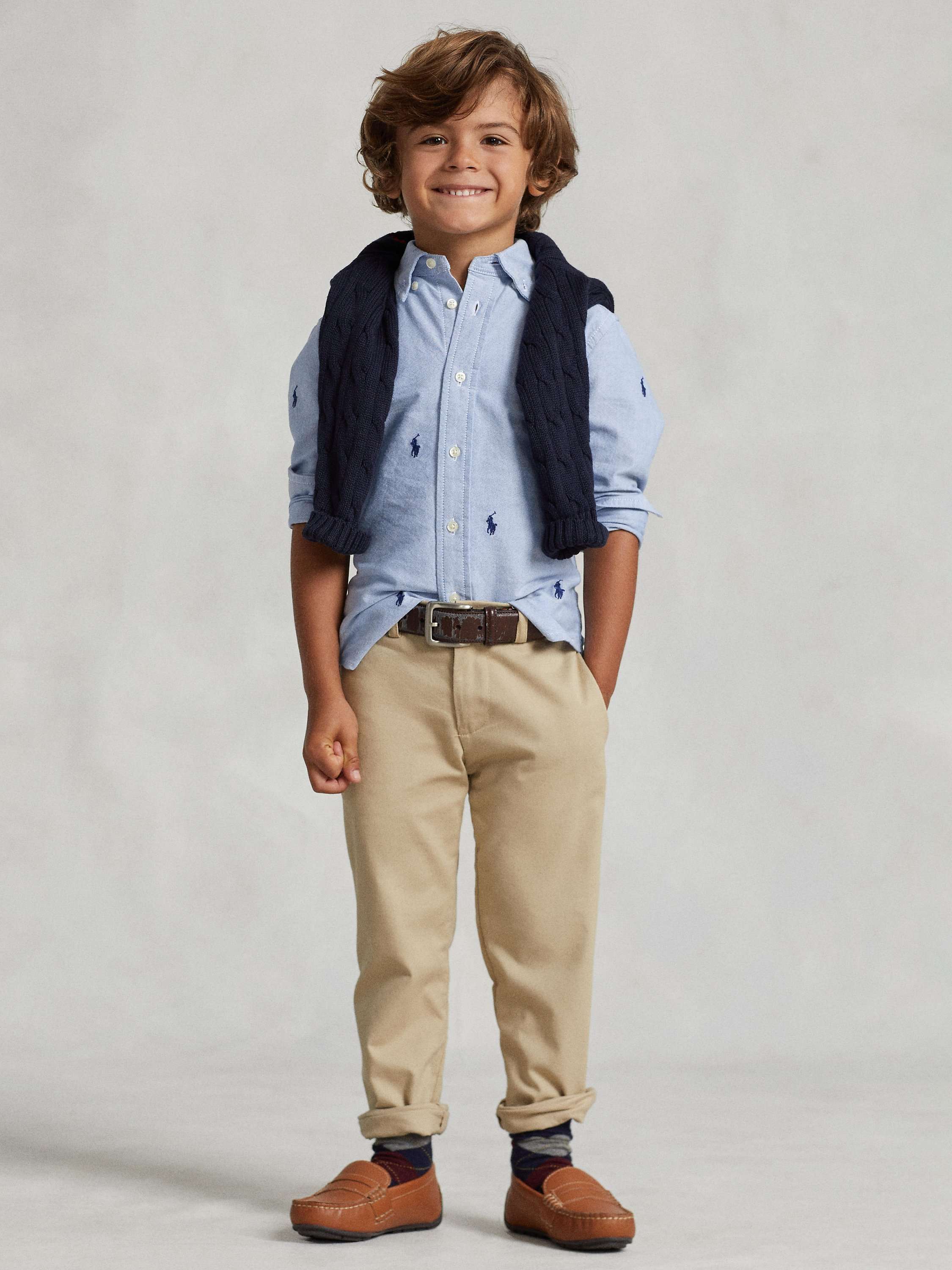 Polo Ralph Lauren Kids' Schiffli Oxford Shirt, Blue