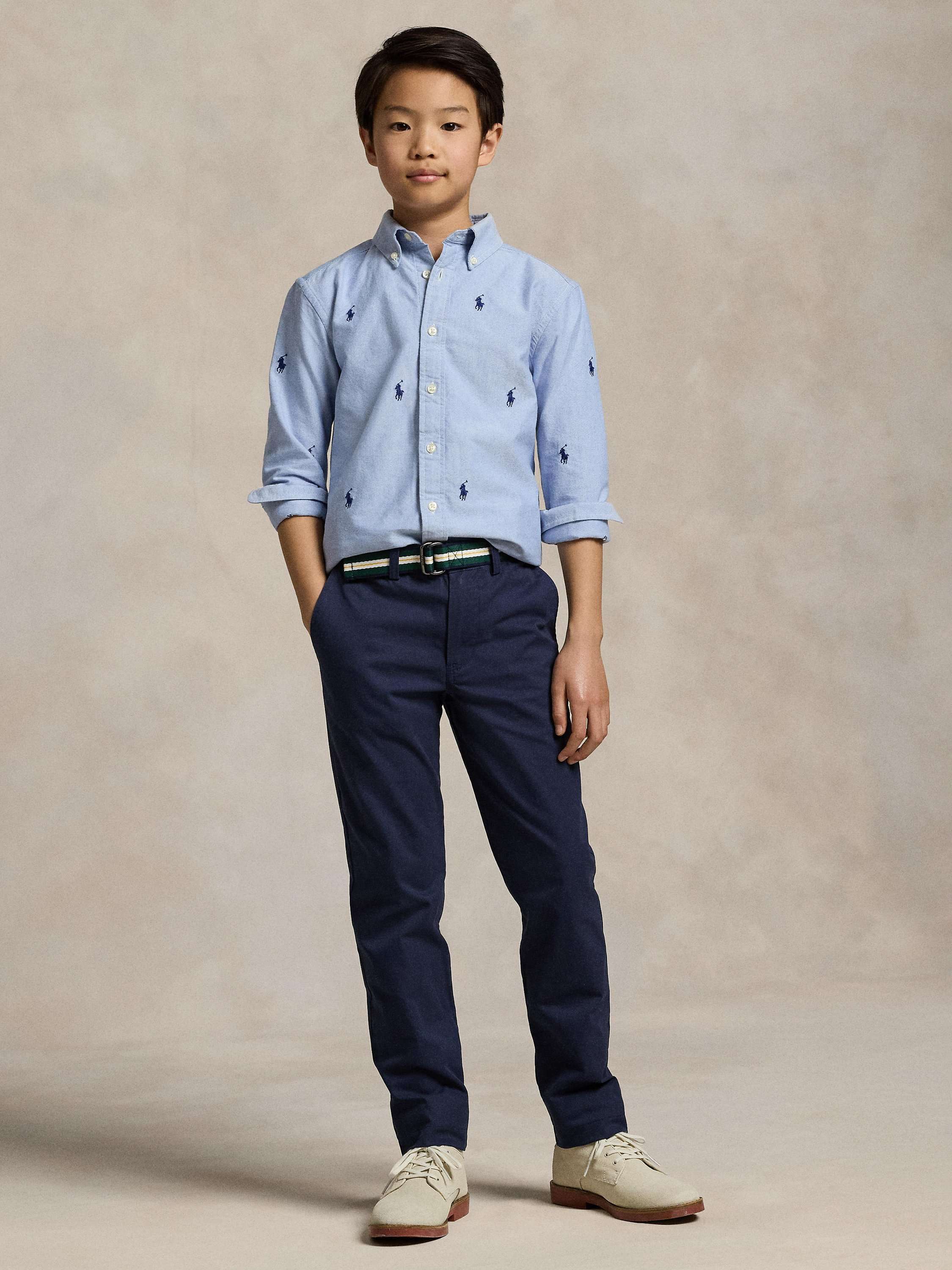 Kids' Belted Chino Trousers, Newport Navy