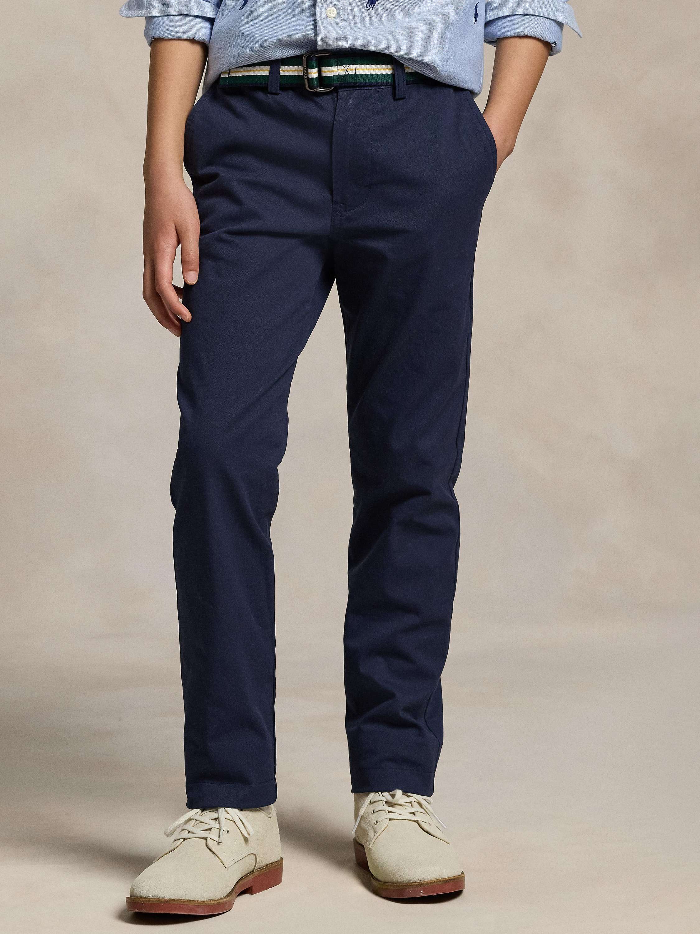 Kids' Belted Chino Trousers, Newport Navy