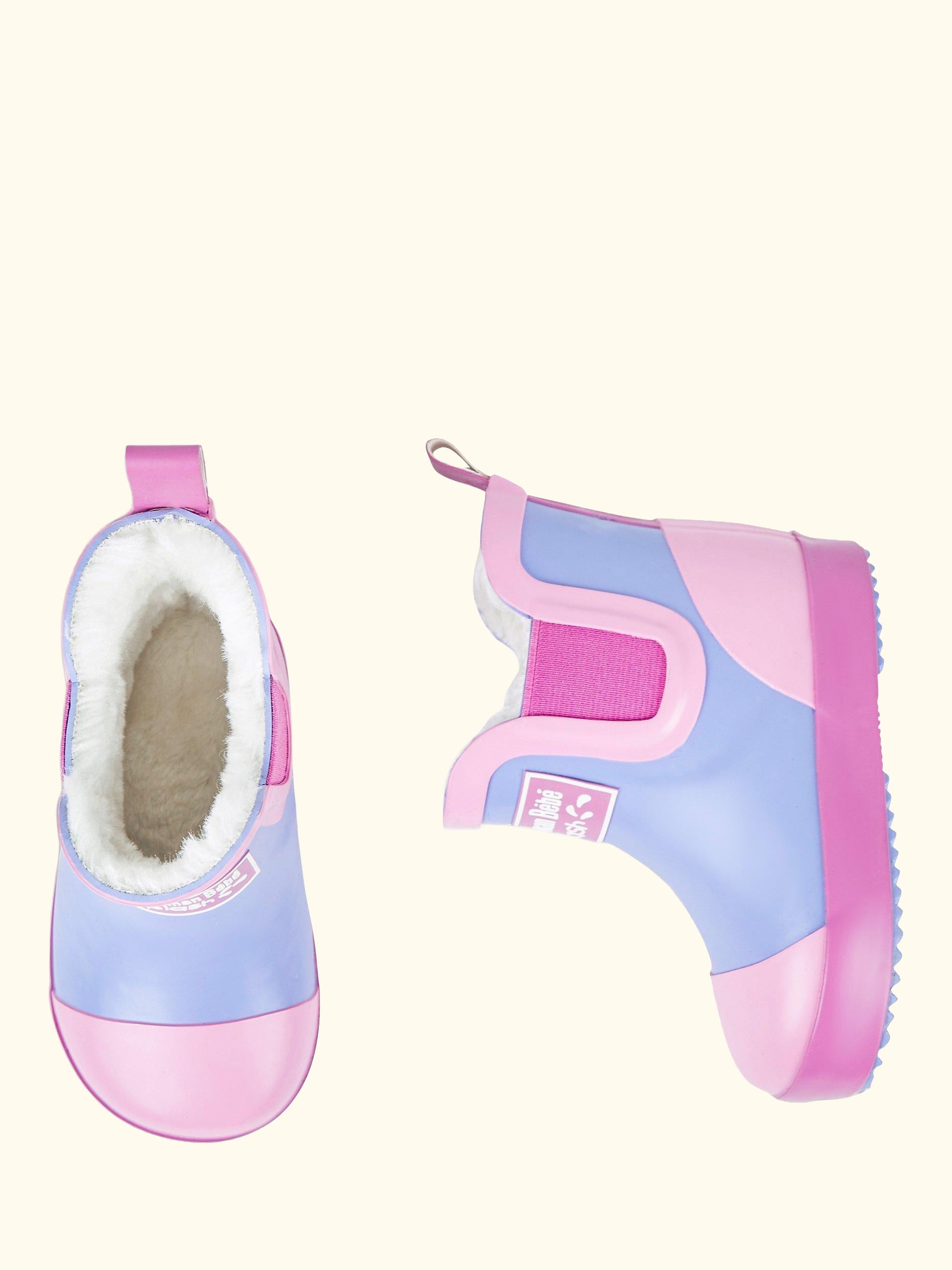 Kids' Lined Colour Block Wellington Boots, Pink, C3