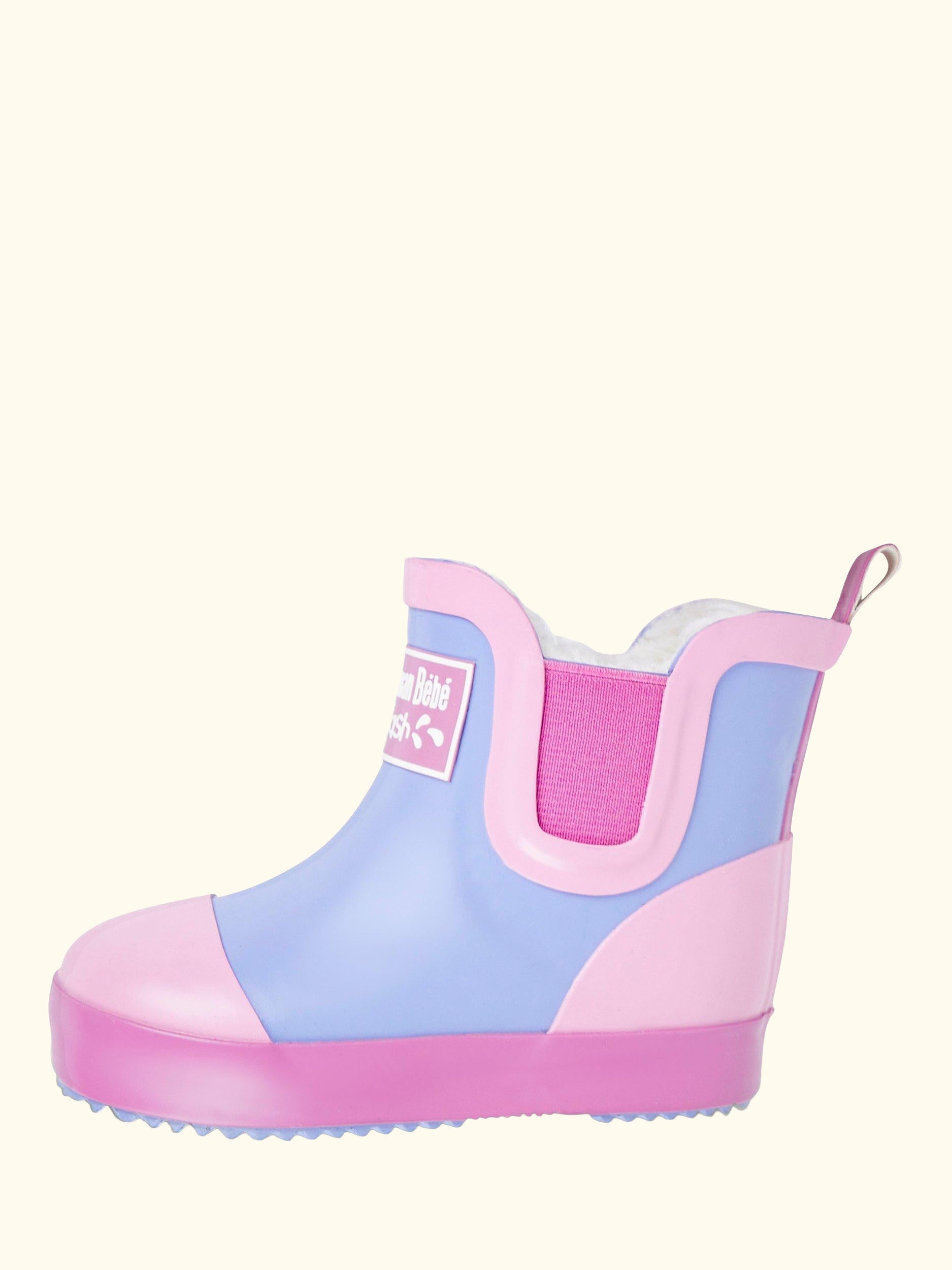 Kids' Lined Colour Block Wellington Boots, Pink, C3