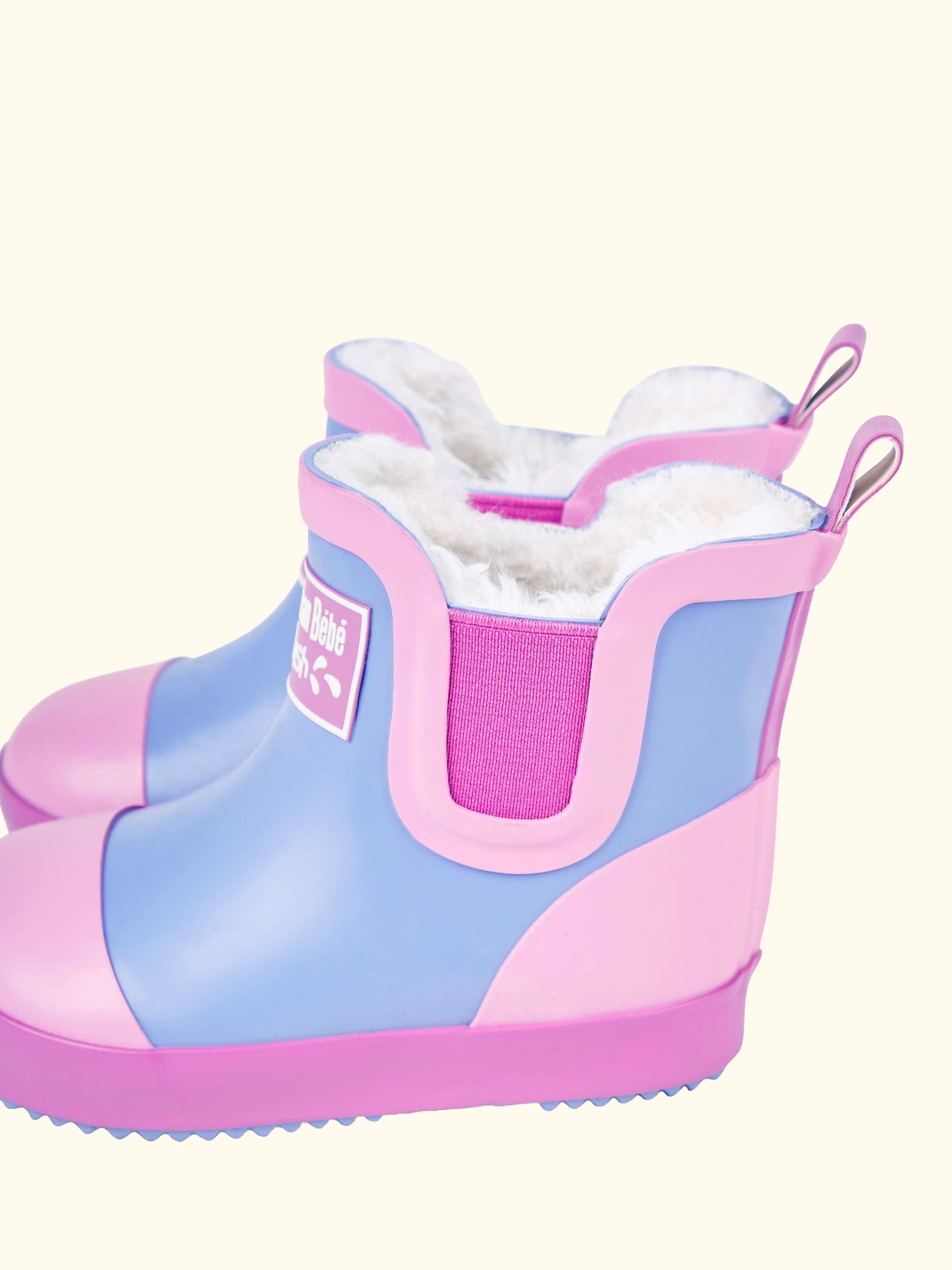 Kids' Lined Colour Block Wellington Boots, Pink, C3