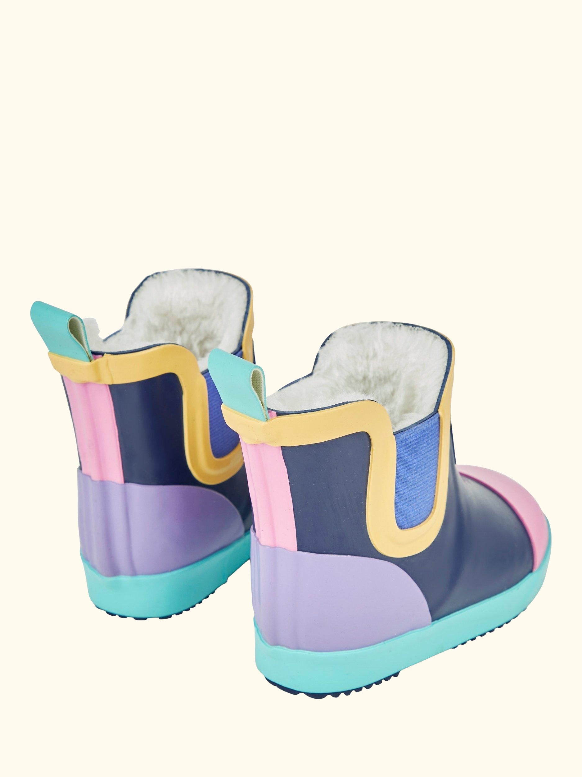 Kids' Lined Colour Block Wellington Boots, Pink, C3