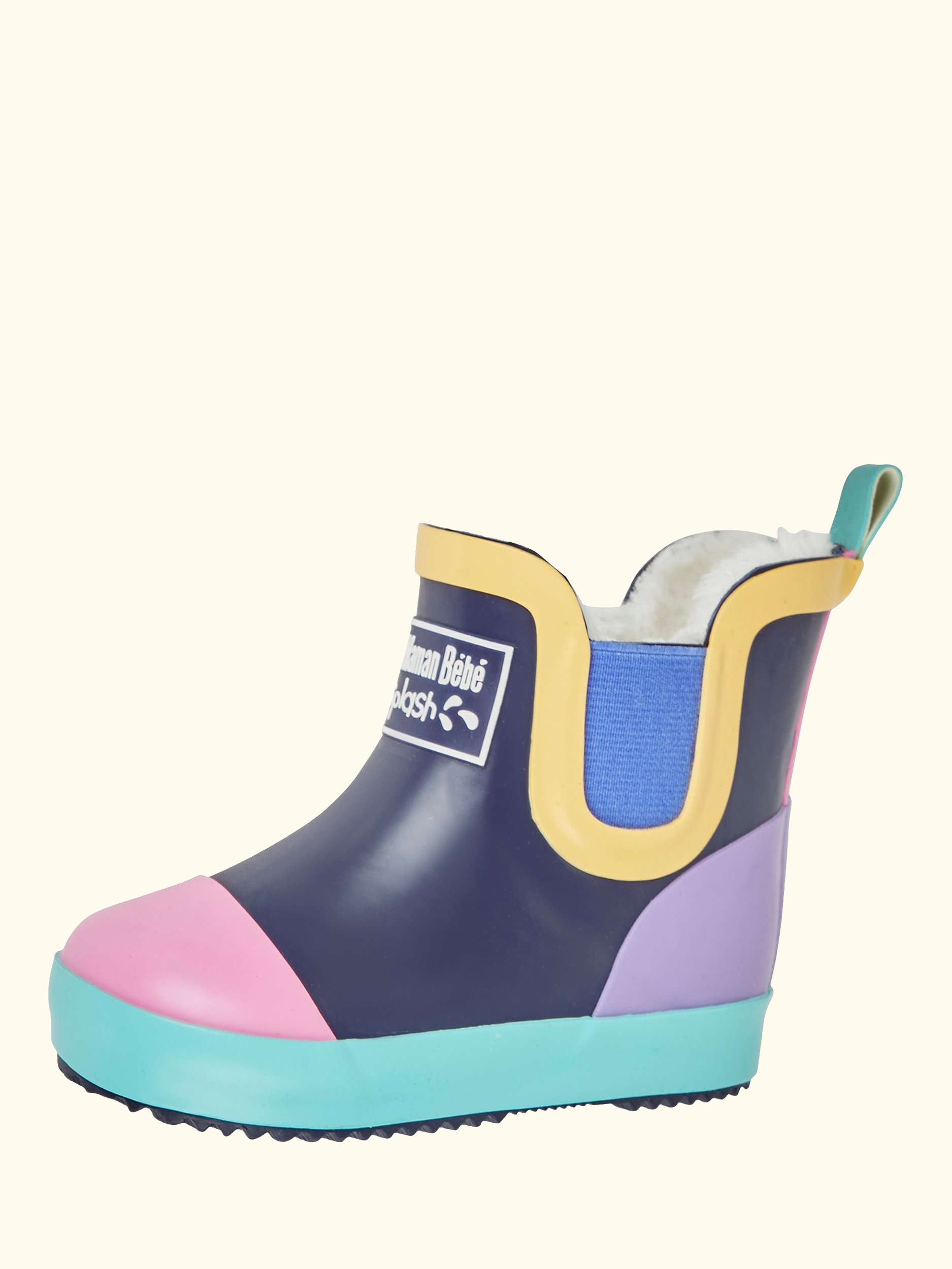 Kids' Lined Colour Block Wellington Boots, Pink, C3