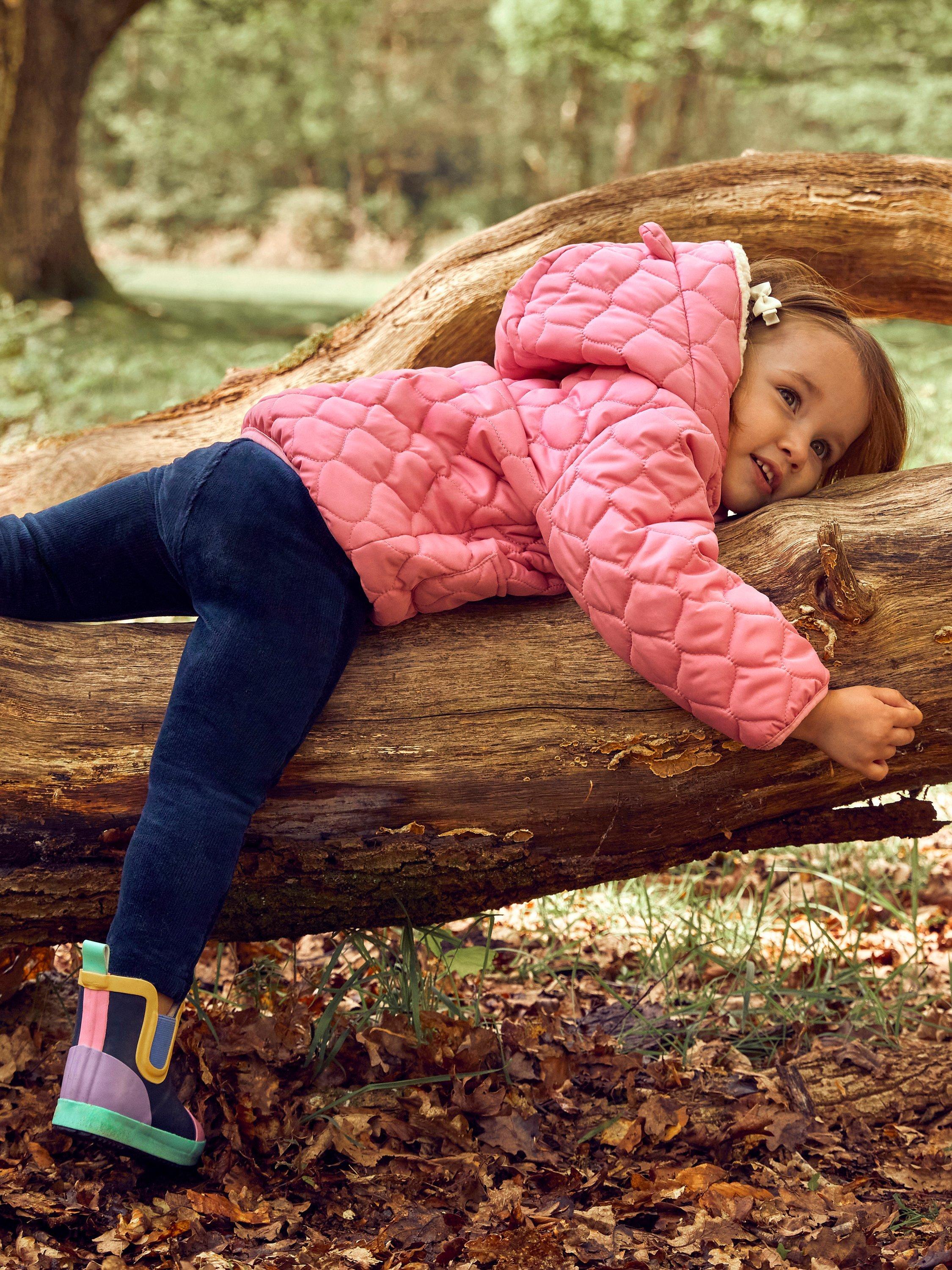 Kids' Lined Colour Block Wellington Boots, Pink, C3