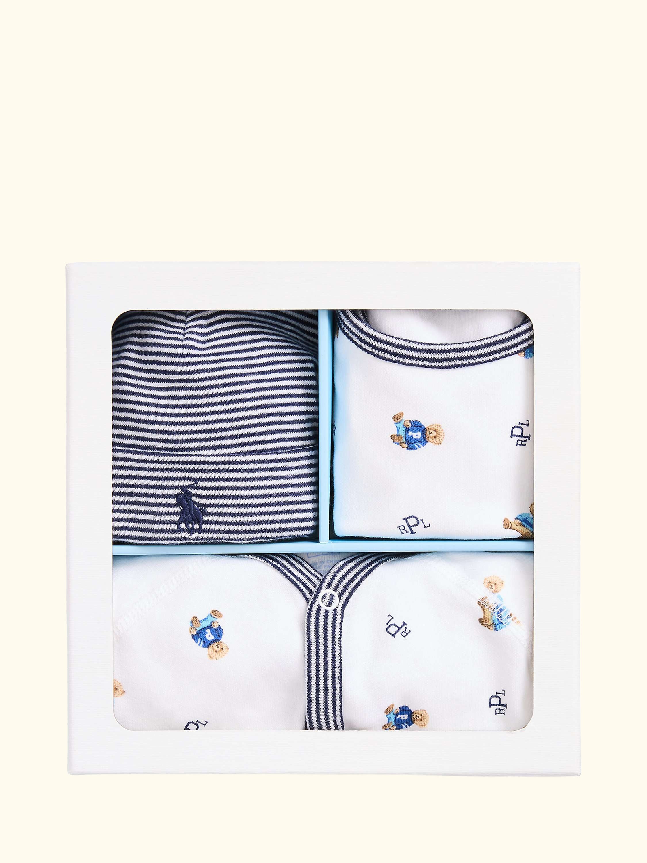 Baby Baby Coverall, Bib & Hat Gift Set, 3 Piece, White/Multi