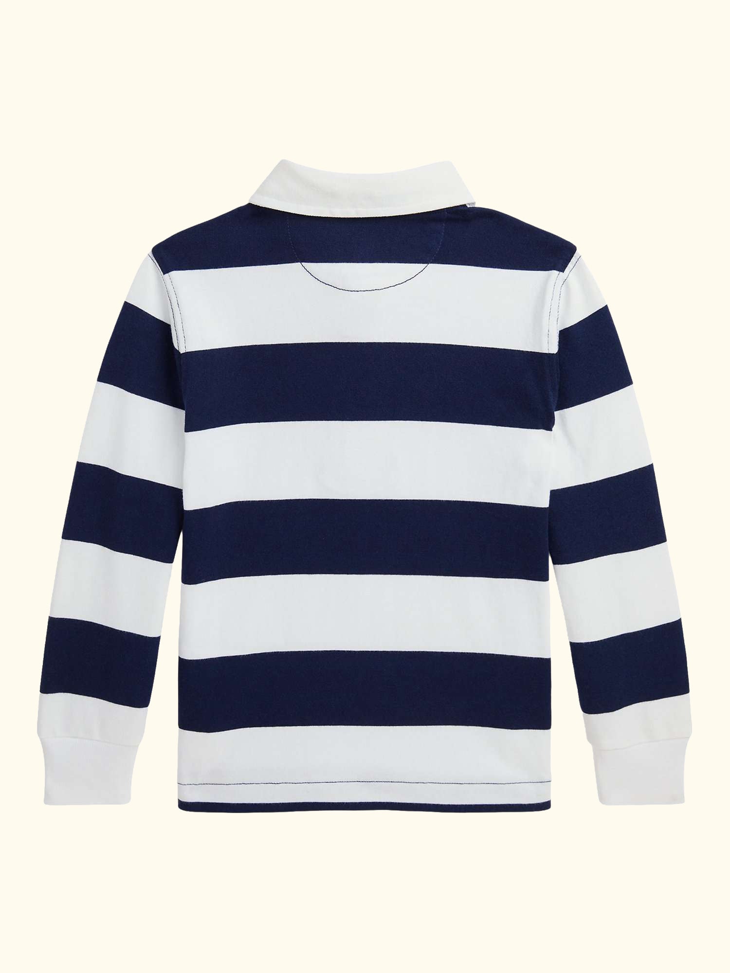 Kids' Long Sleeve Rugby Shirt, White/Navy