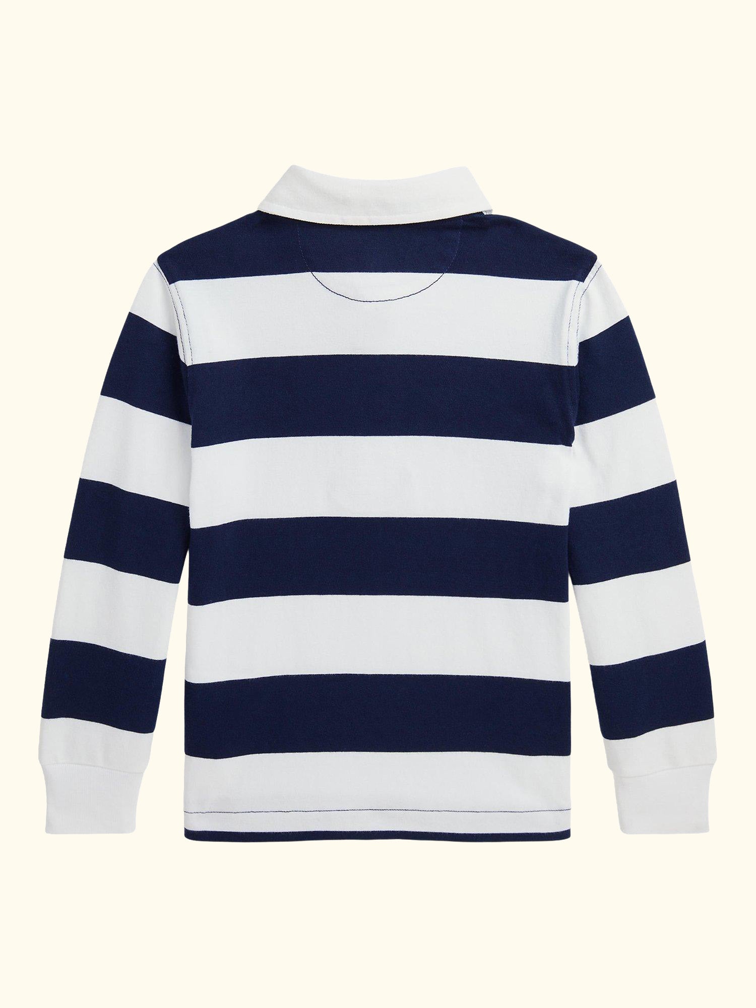 Kids' Long Sleeve Rugby Shirt, White/Navy