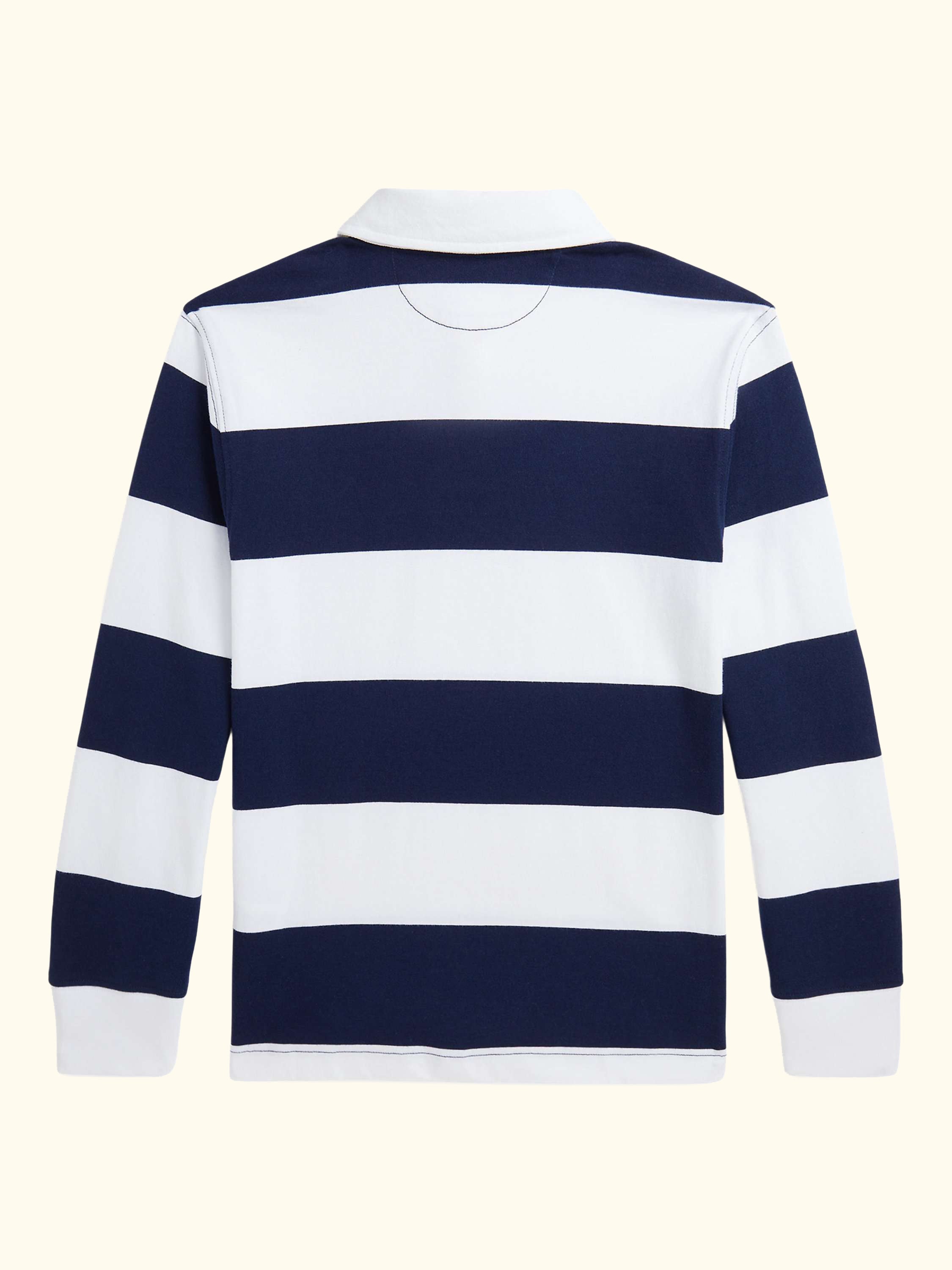 Kids' Long Sleeve Rugby Shirt, White/Navy