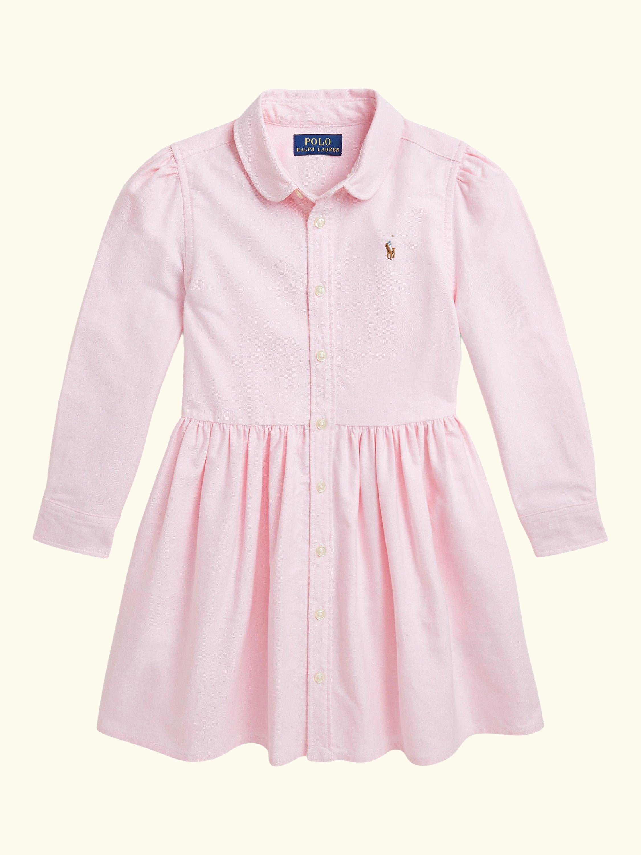 Polo Ralph Lauren Kids' Oxford Cotton Shirt Dress, Bath Pink