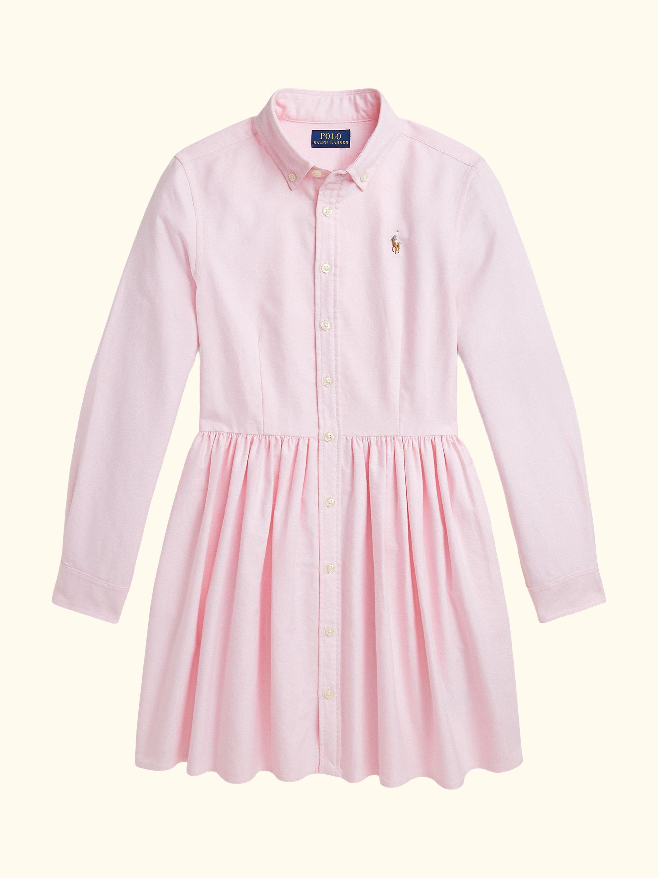 Polo Ralph Lauren Kids' Oxford Cotton Shirt Dress, Bath Pink