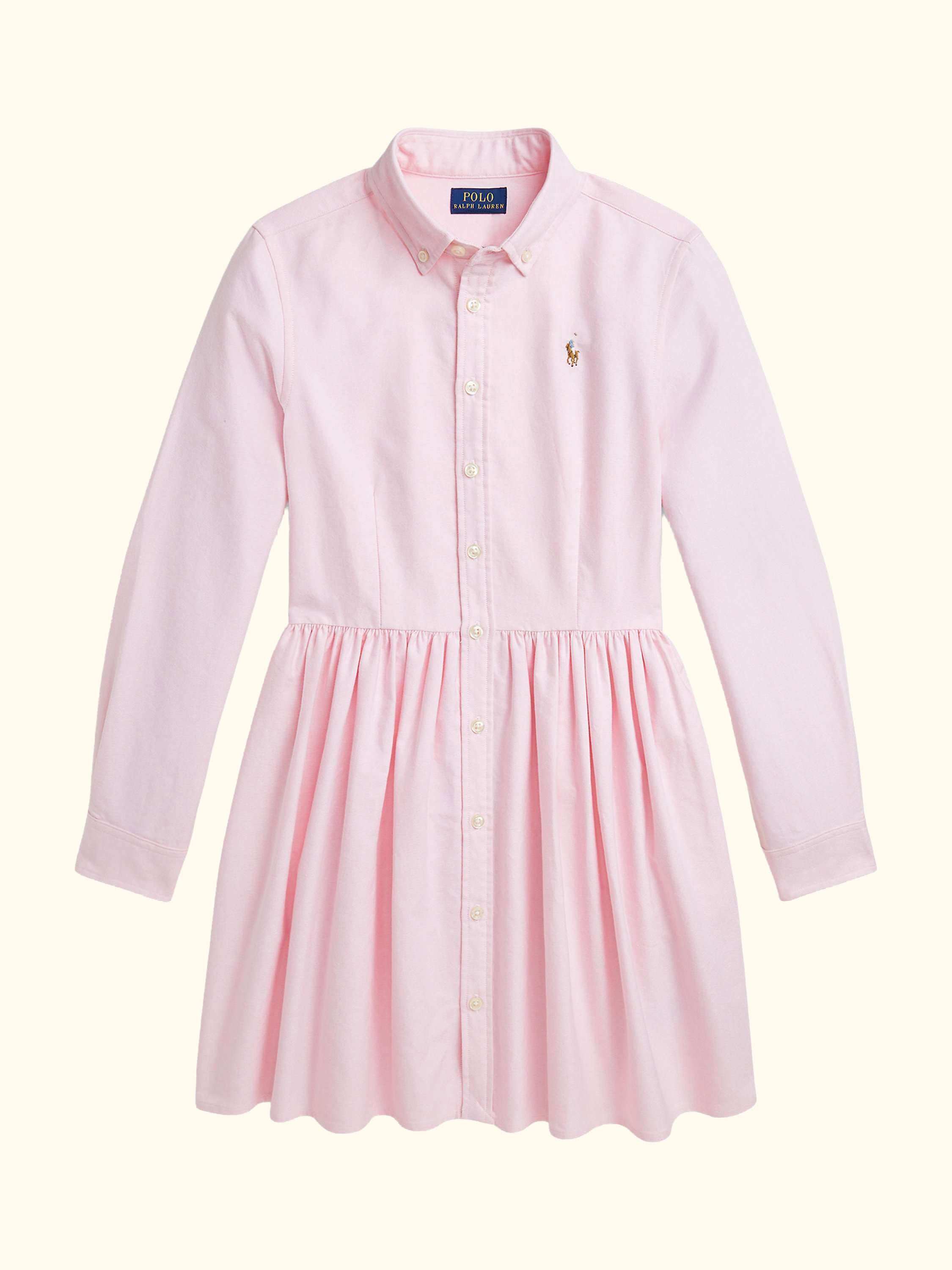 Polo Ralph Lauren Kids' Oxford Cotton Shirt Dress, Bath Pink