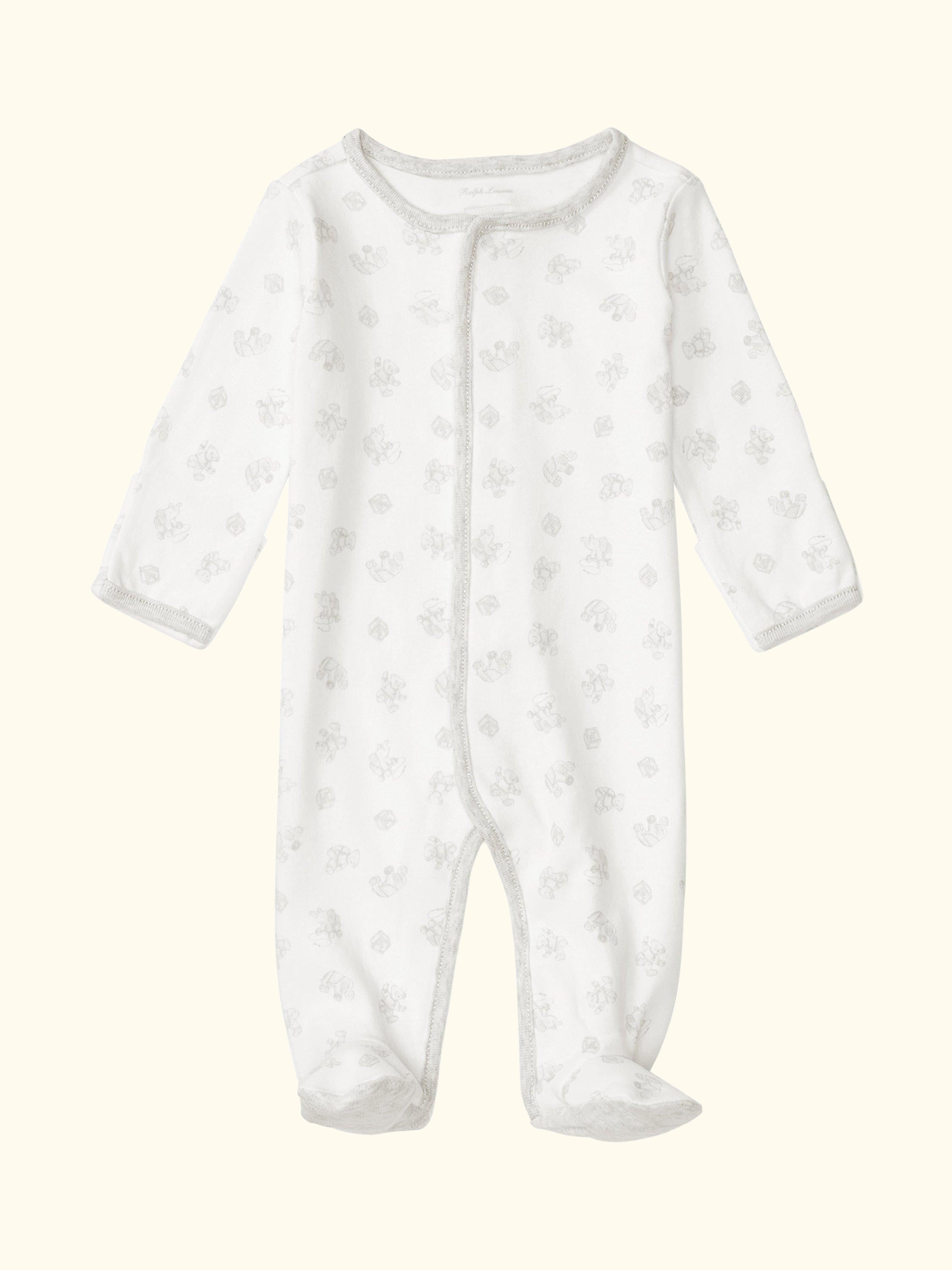 Polo Ralph Lauren Baby Printed Cotton Sleepsuit, Paper White