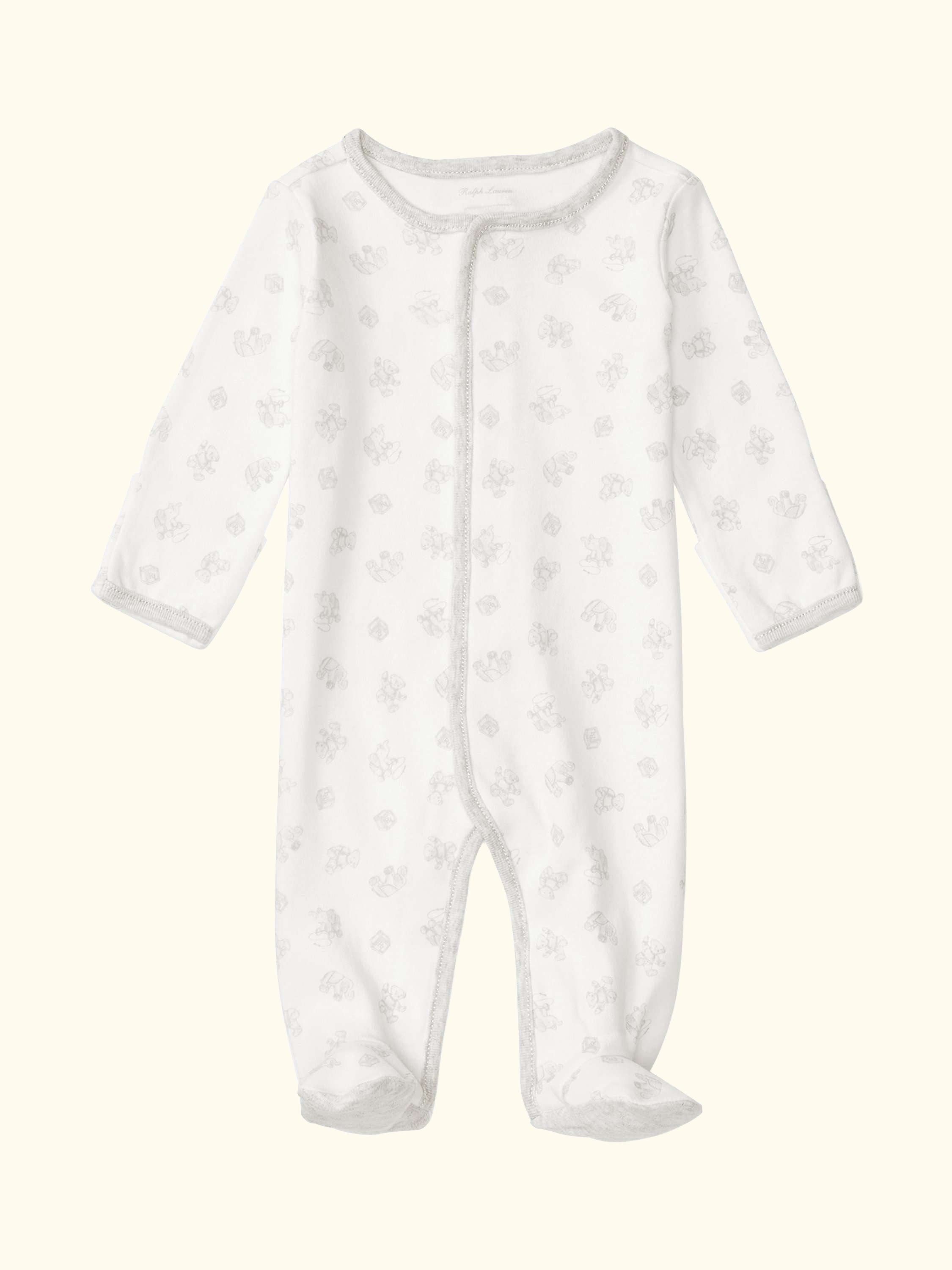 Polo Ralph Lauren Baby Printed Cotton Sleepsuit, Paper White