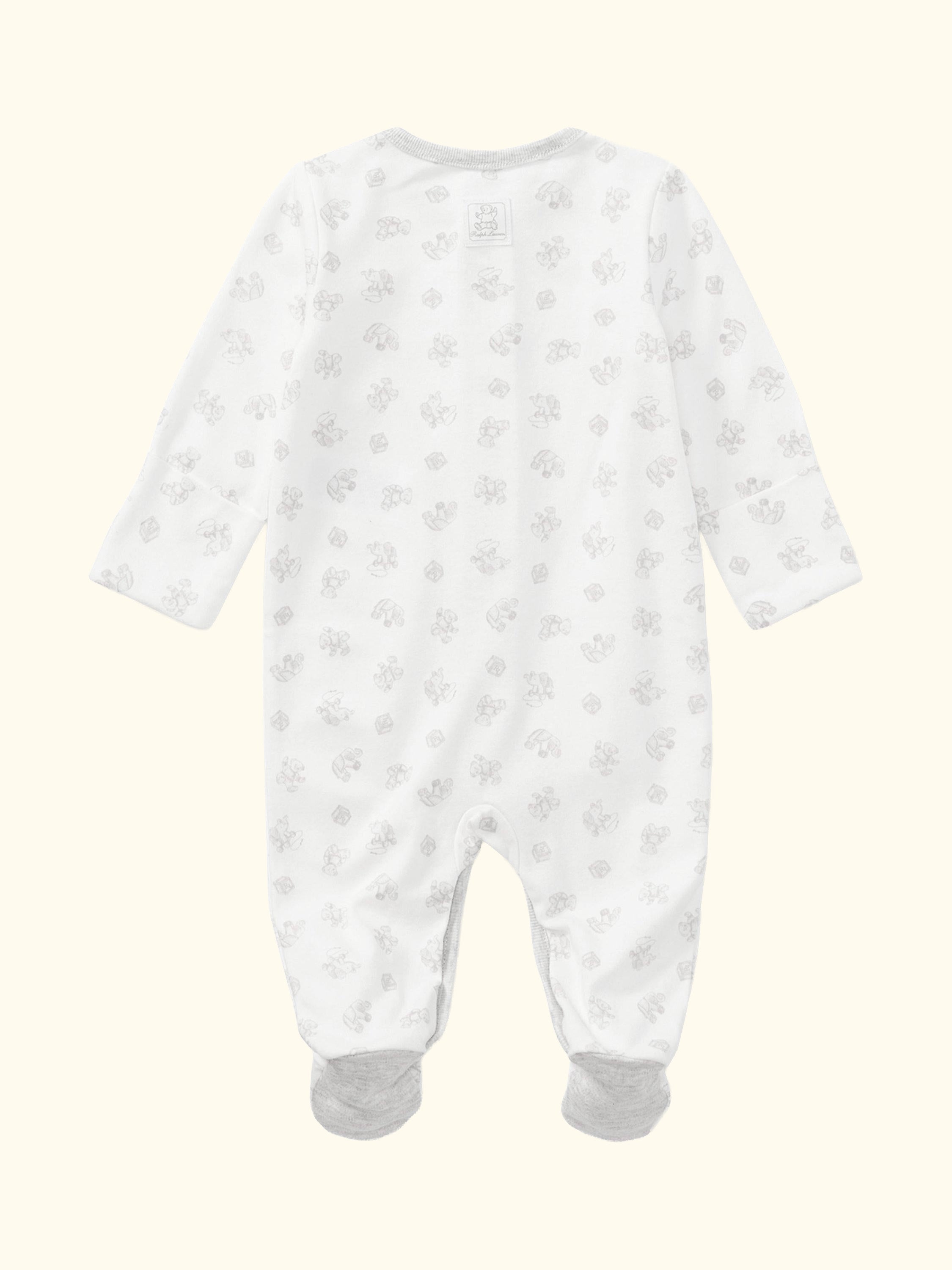 Polo Ralph Lauren Baby Printed Cotton Sleepsuit, Paper White
