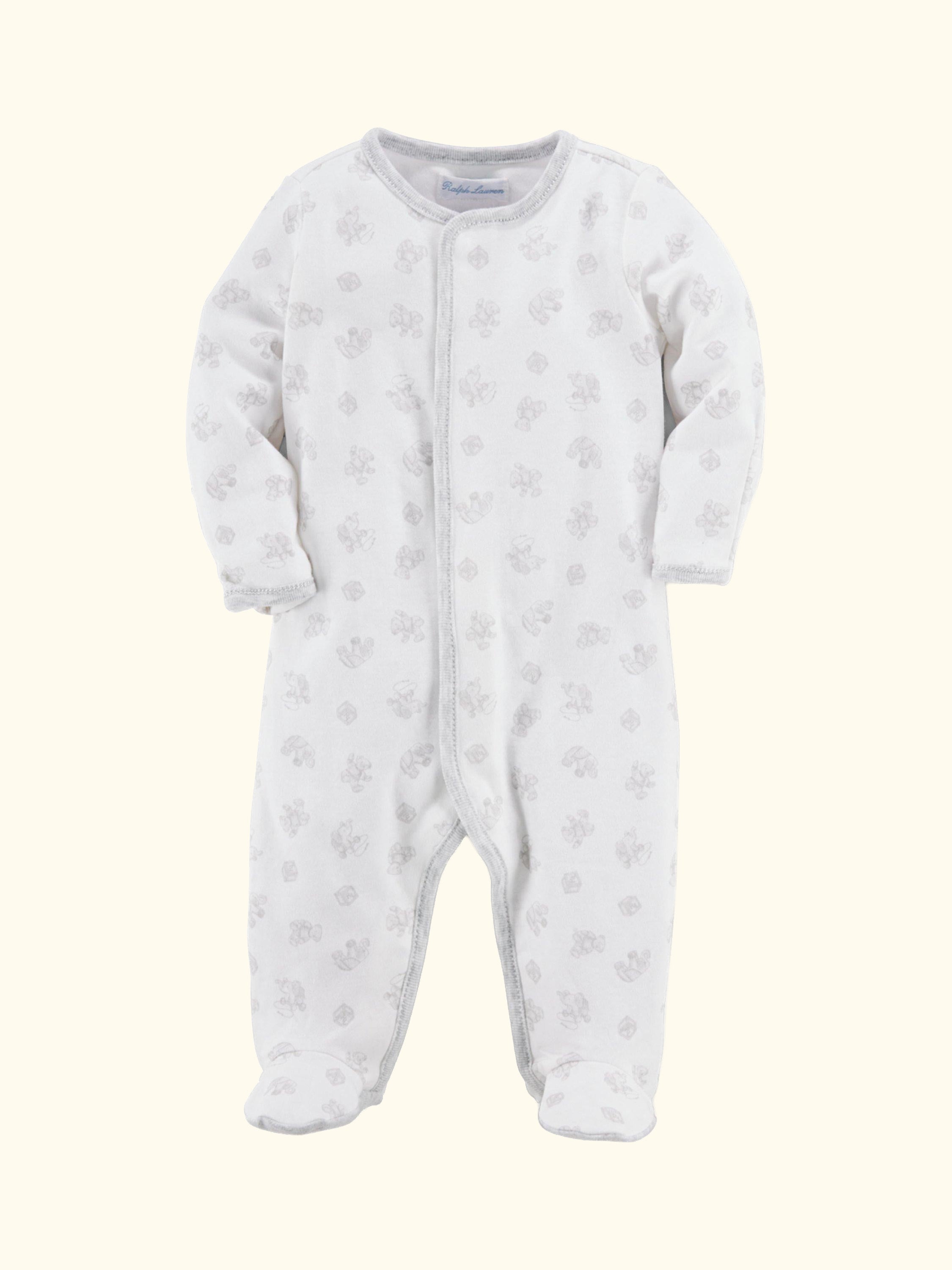 Polo Ralph Lauren Baby Printed Cotton Sleepsuit, Paper White