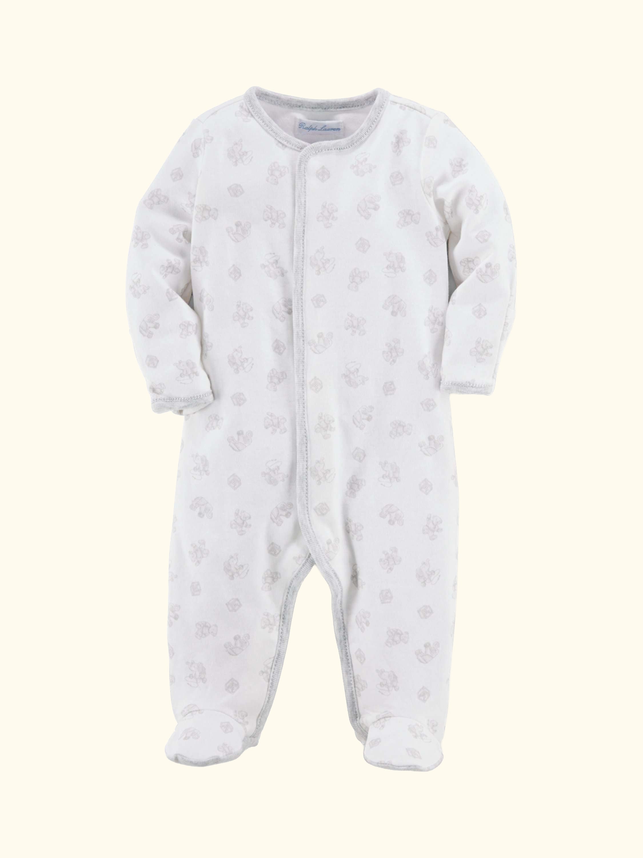 Polo Ralph Lauren Baby Printed Cotton Sleepsuit, Paper White