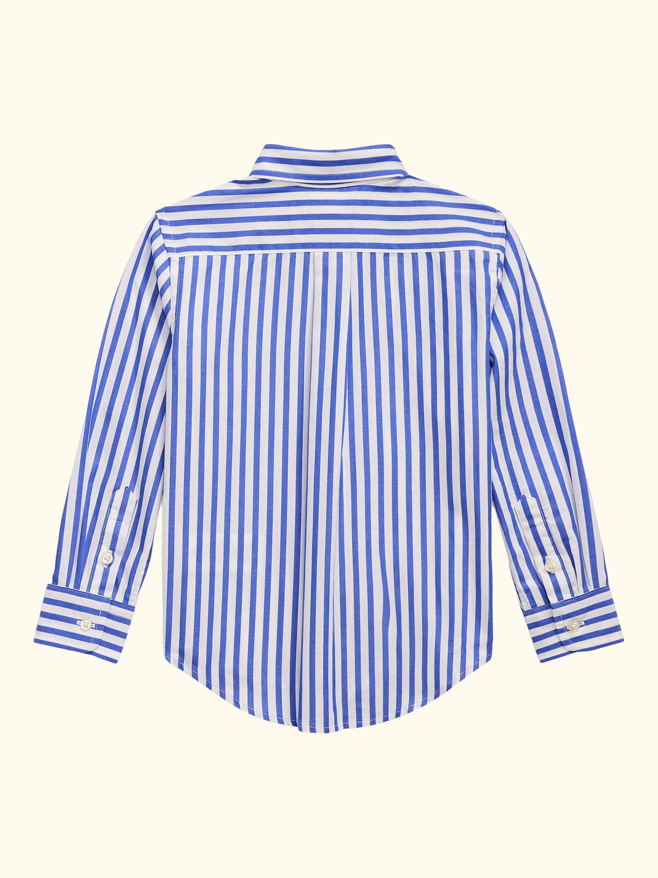 Polo Ralph Lauren Kids' Long Sleeved Striped Shirt, White/Blue