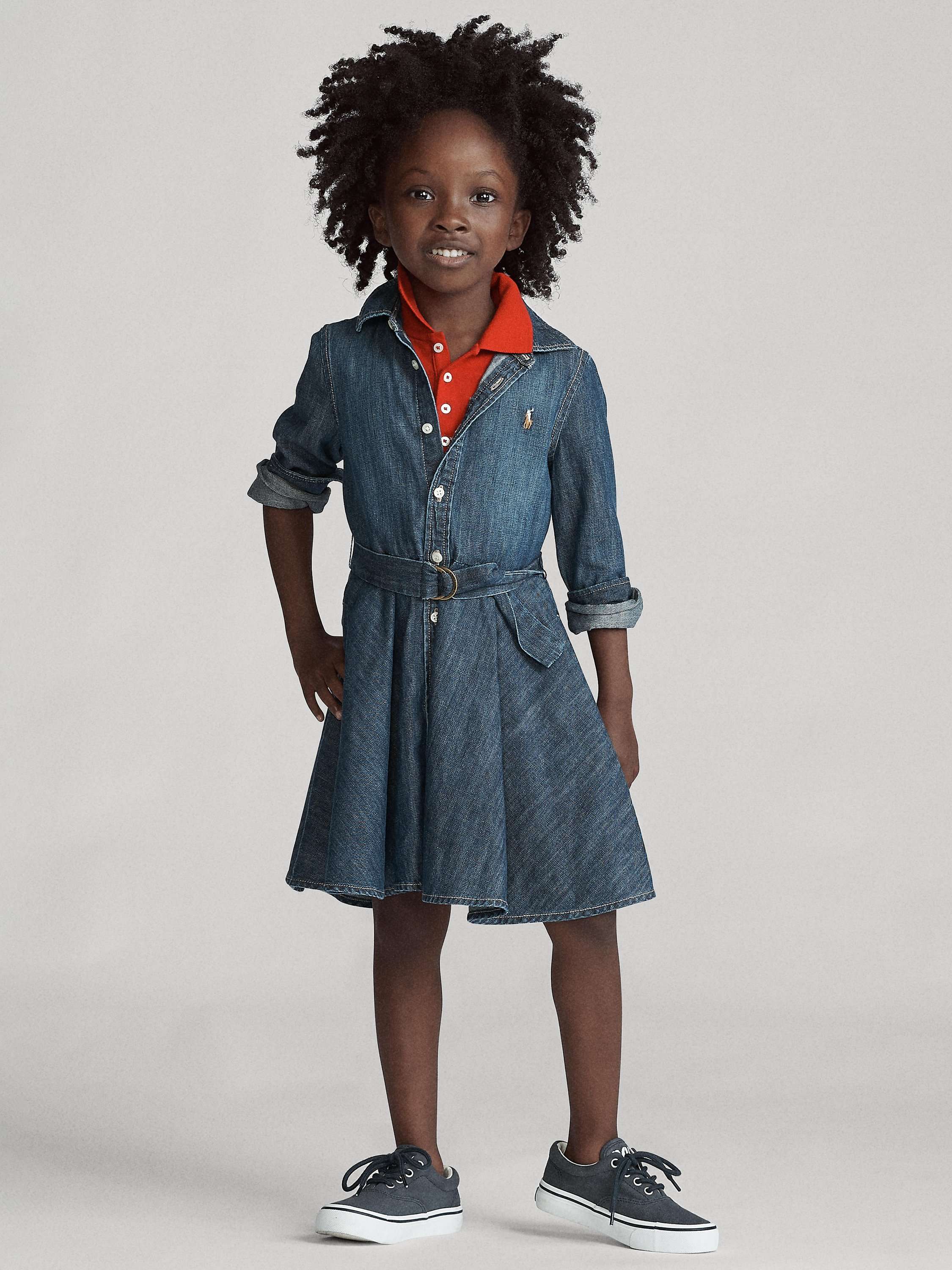 Kids' Cotton Denim Shirt Dress, Indigo