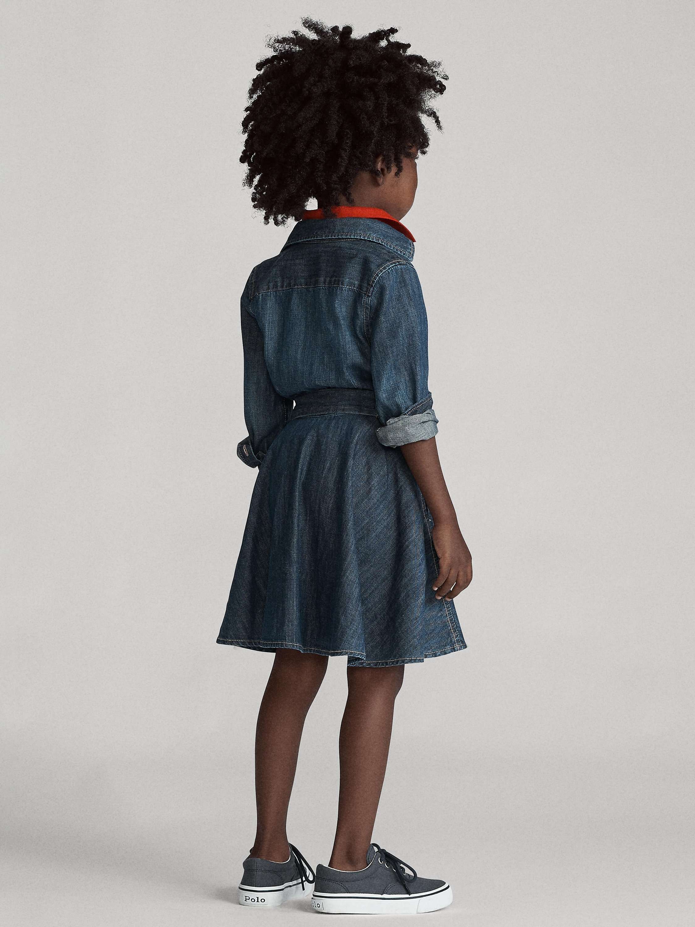 Kids' Cotton Denim Shirt Dress, Indigo