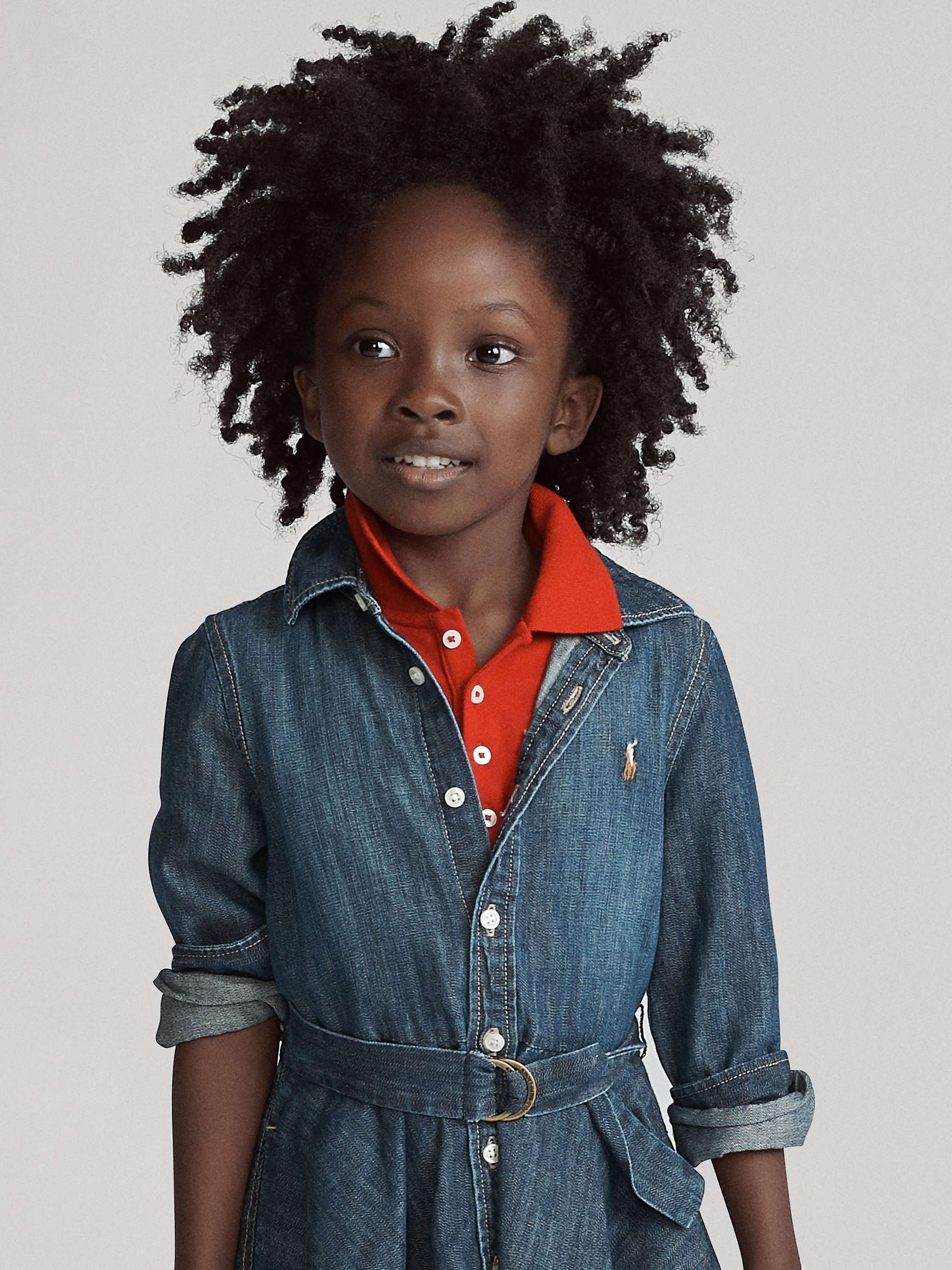Kids' Cotton Denim Shirt Dress, Indigo