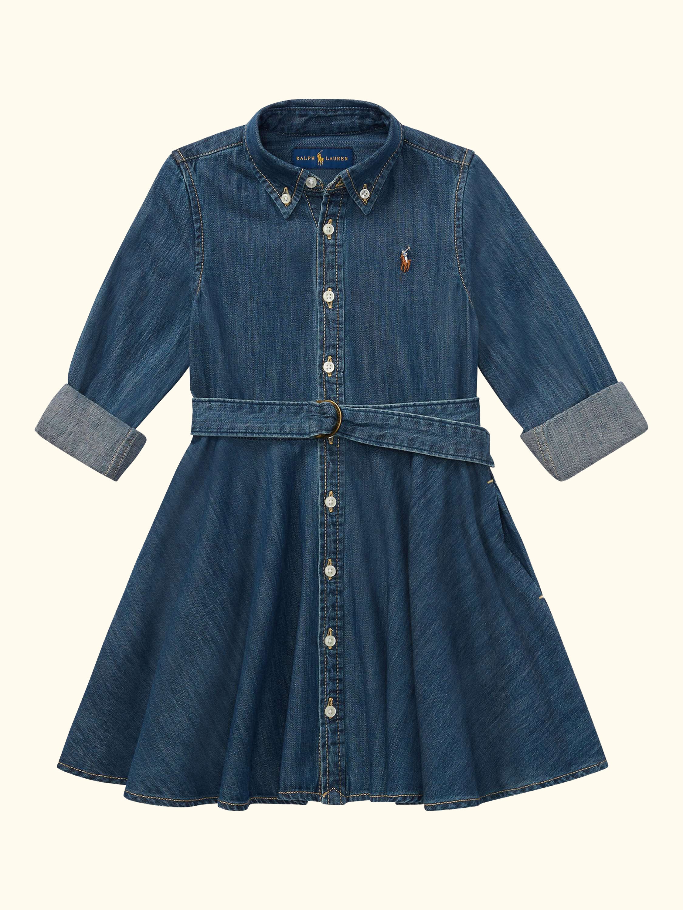 Kids' Cotton Denim Shirt Dress, Indigo