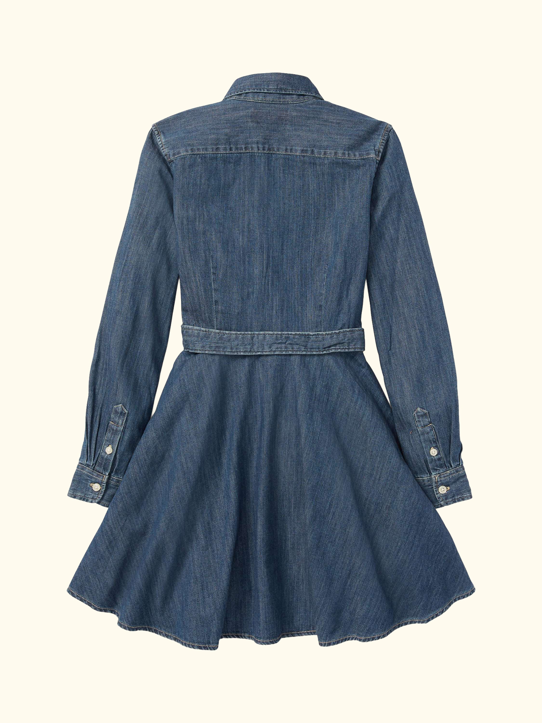 Kids' Cotton Denim Shirt Dress, Indigo