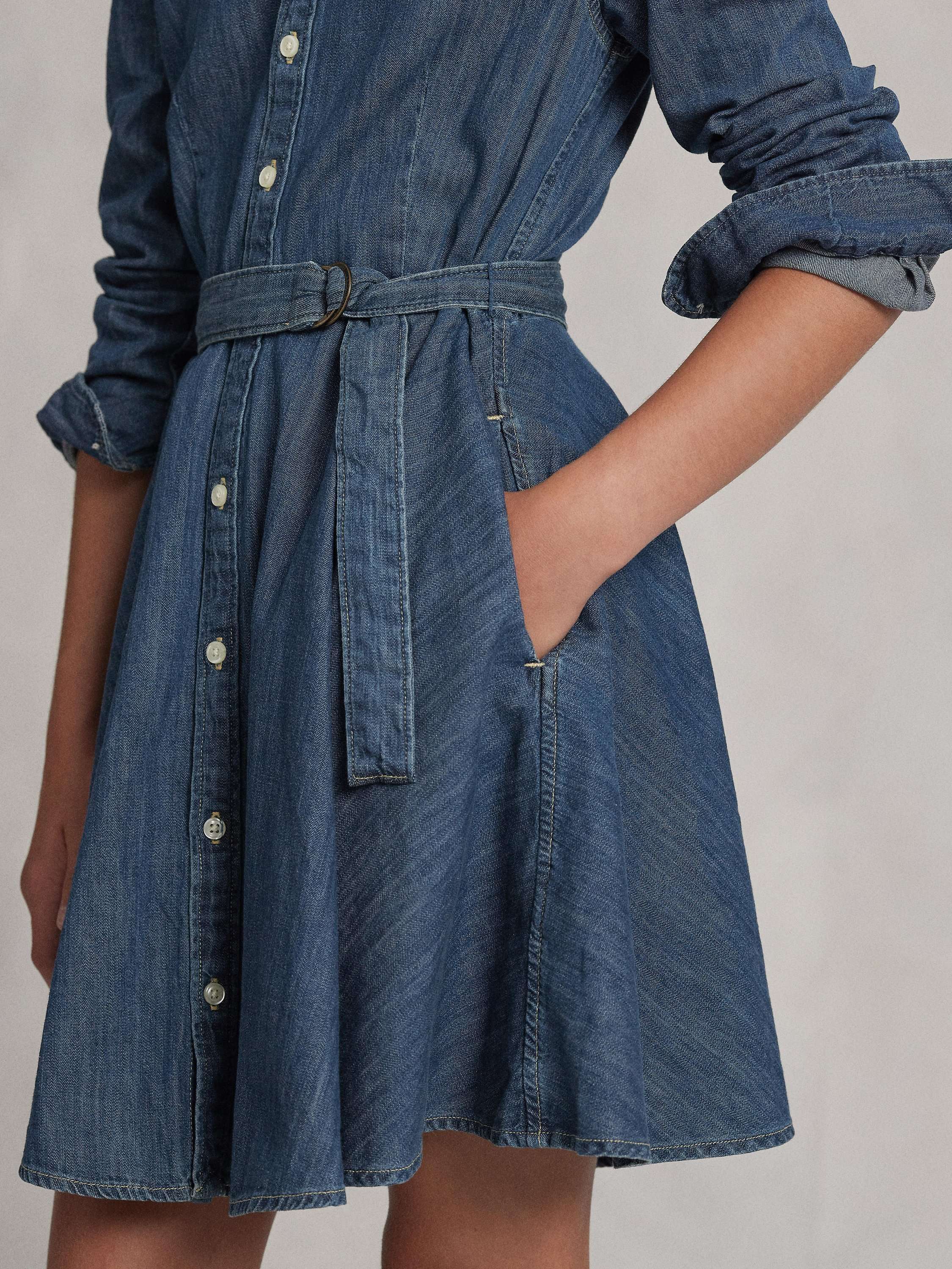 Kids' Cotton Denim Shirt Dress, Indigo