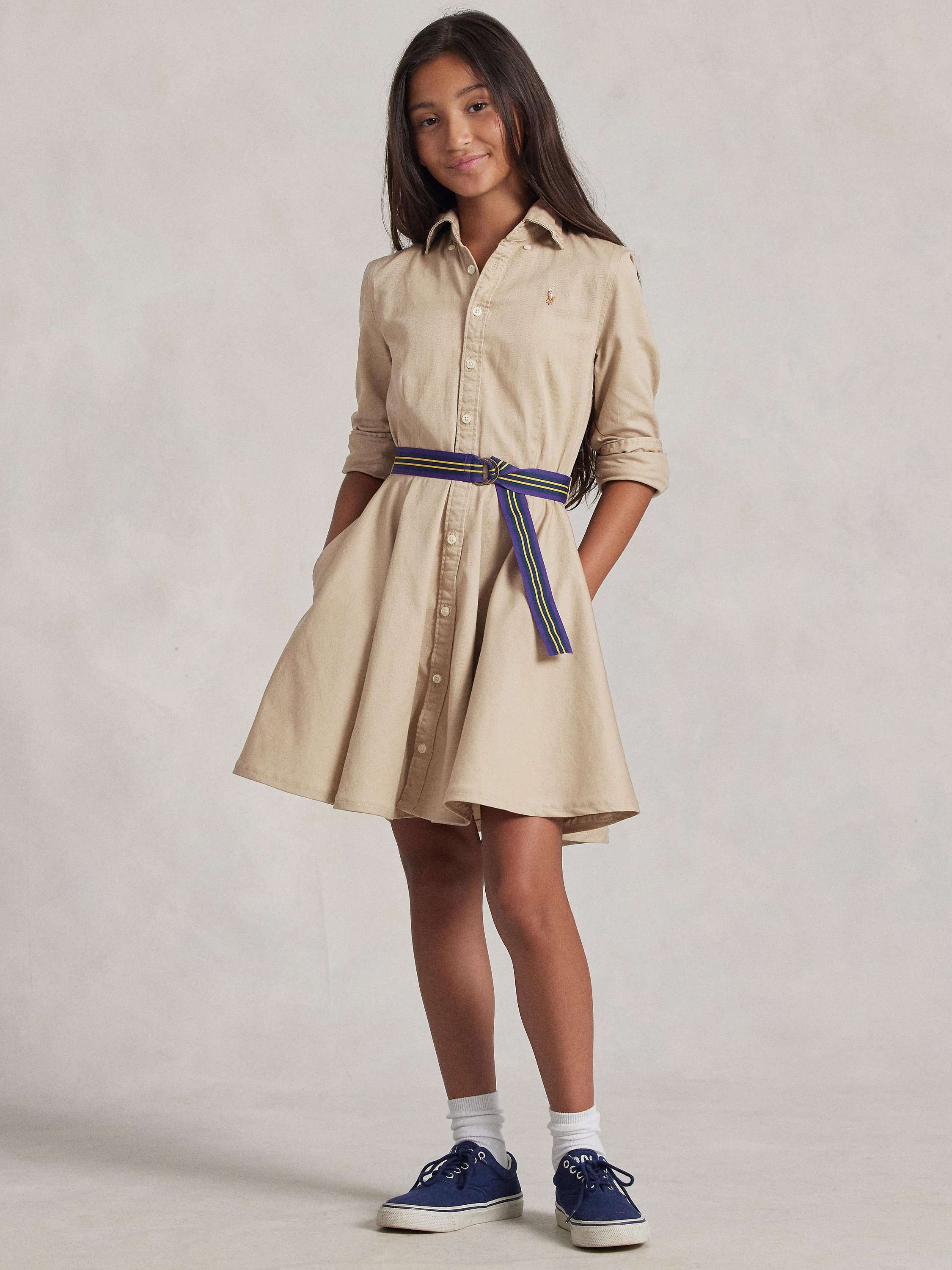 Polo Ralph Lauren Kids' Cotton Chino Shirt Dress, Khaki