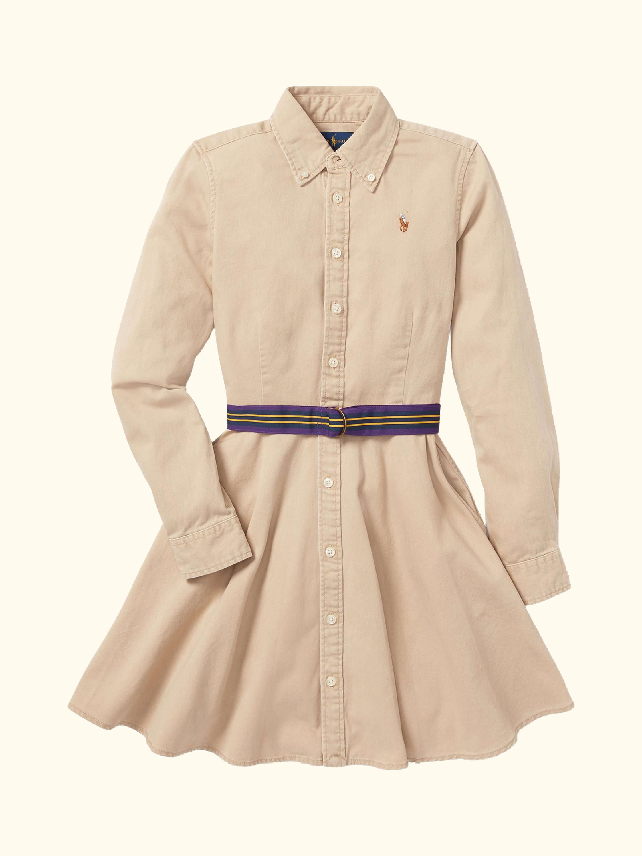 Polo Ralph Lauren Kids' Cotton Chino Shirt Dress, Khaki