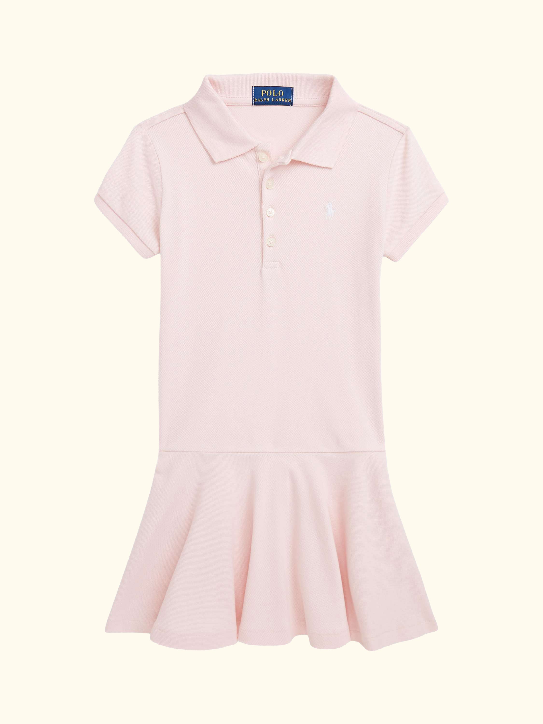 Kids' Cotton Polo Shirt Dress, Pink/White
