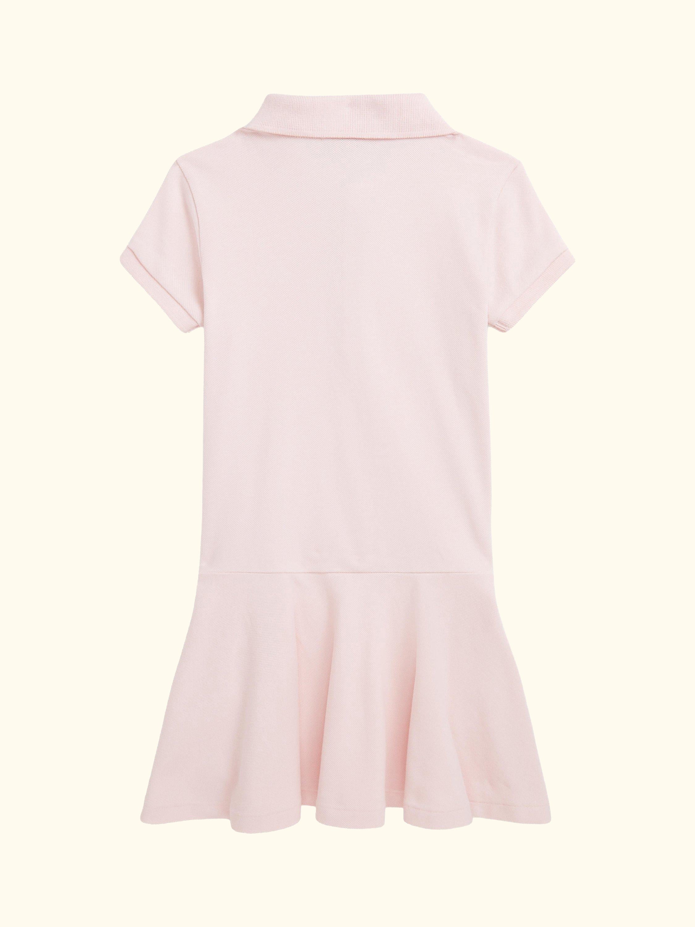 Kids' Cotton Polo Shirt Dress, Pink/White