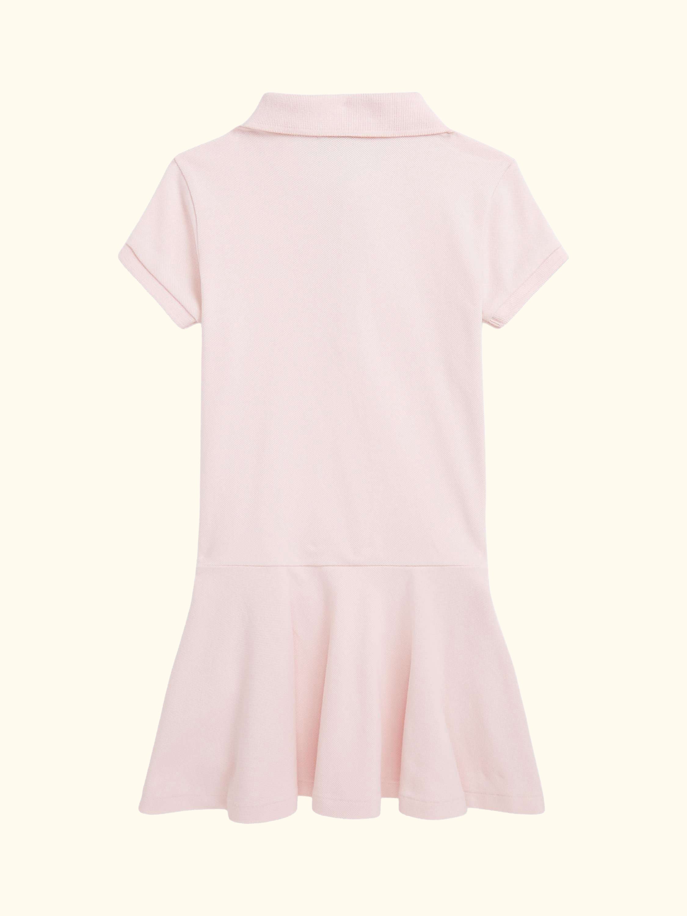 Kids' Cotton Polo Shirt Dress, Pink/White