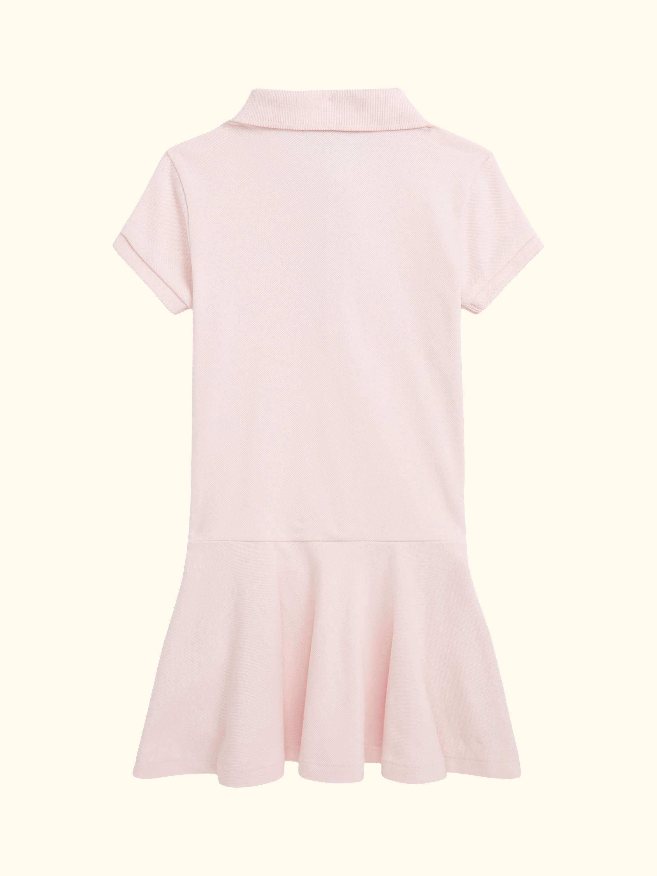Kids' Cotton Polo Shirt Dress, Pink/White