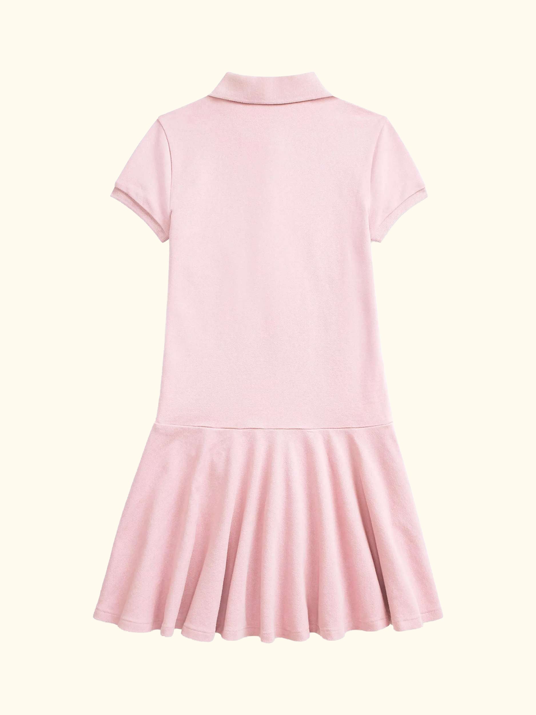Kids' Cotton Polo Shirt Dress, Pink/White