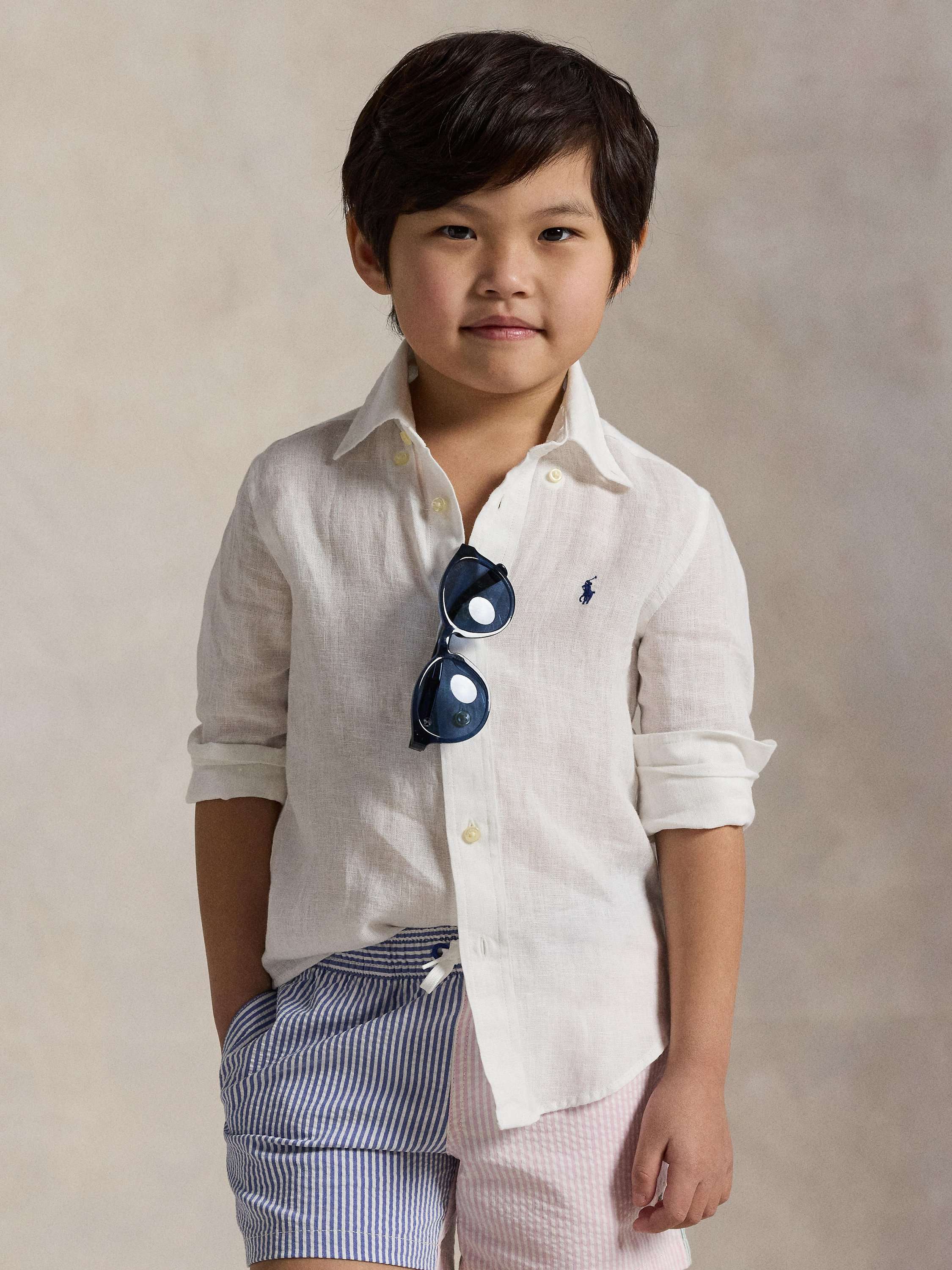 Polo Ralph Lauren Kids' Linen Sport Shirt, White