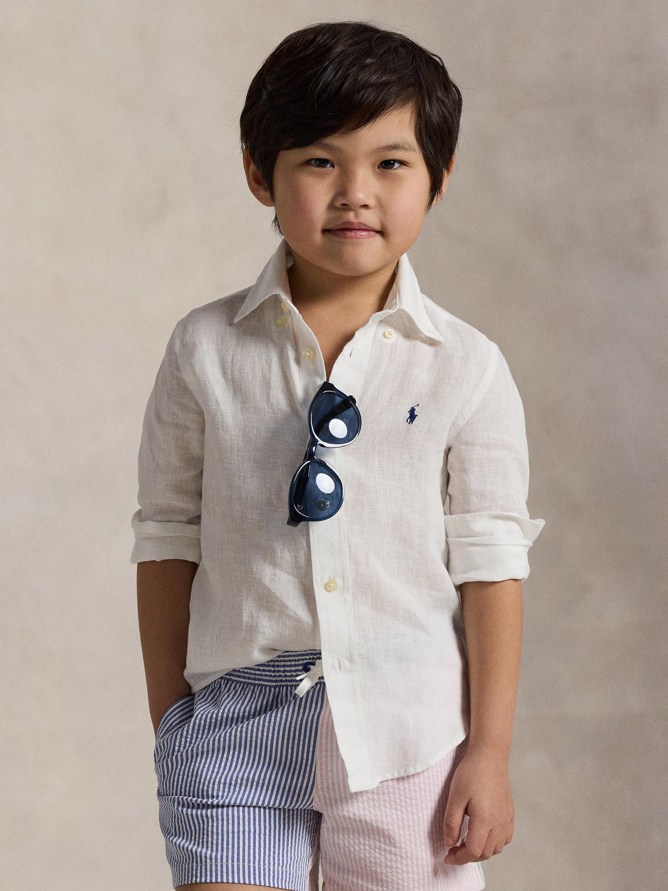 Polo Ralph Lauren Kids' Linen Sport Shirt, White