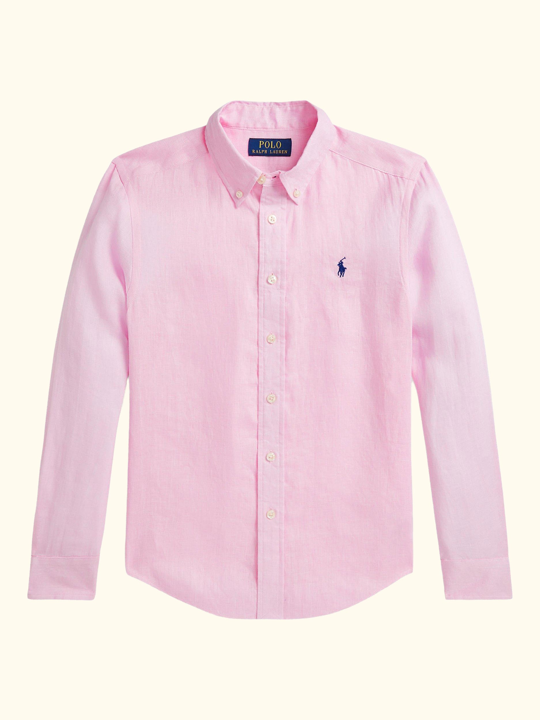 Kids' Linen Sport Shirt, Camel Pink