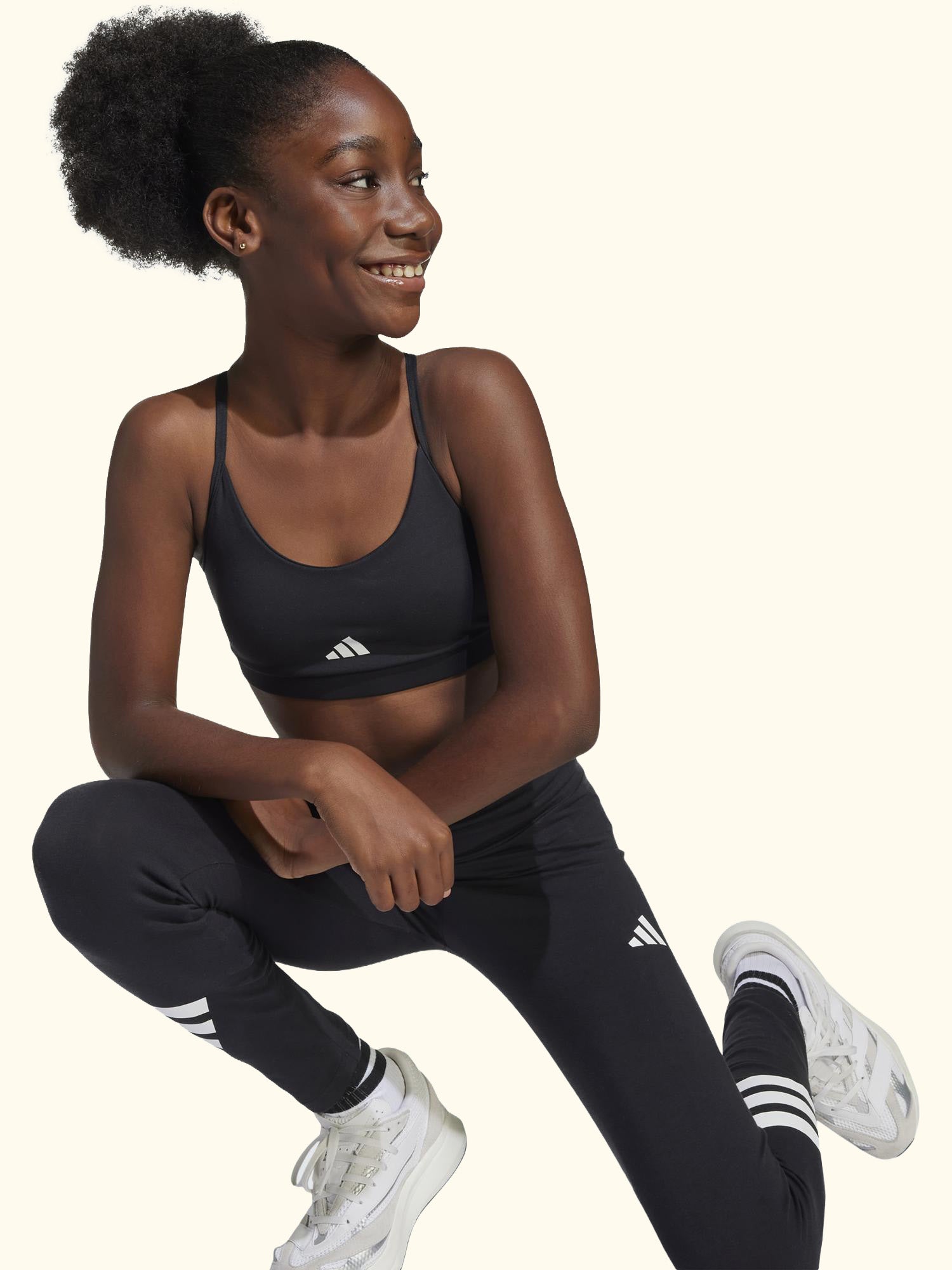 Kids' Essentials Sports Bra, Black/White