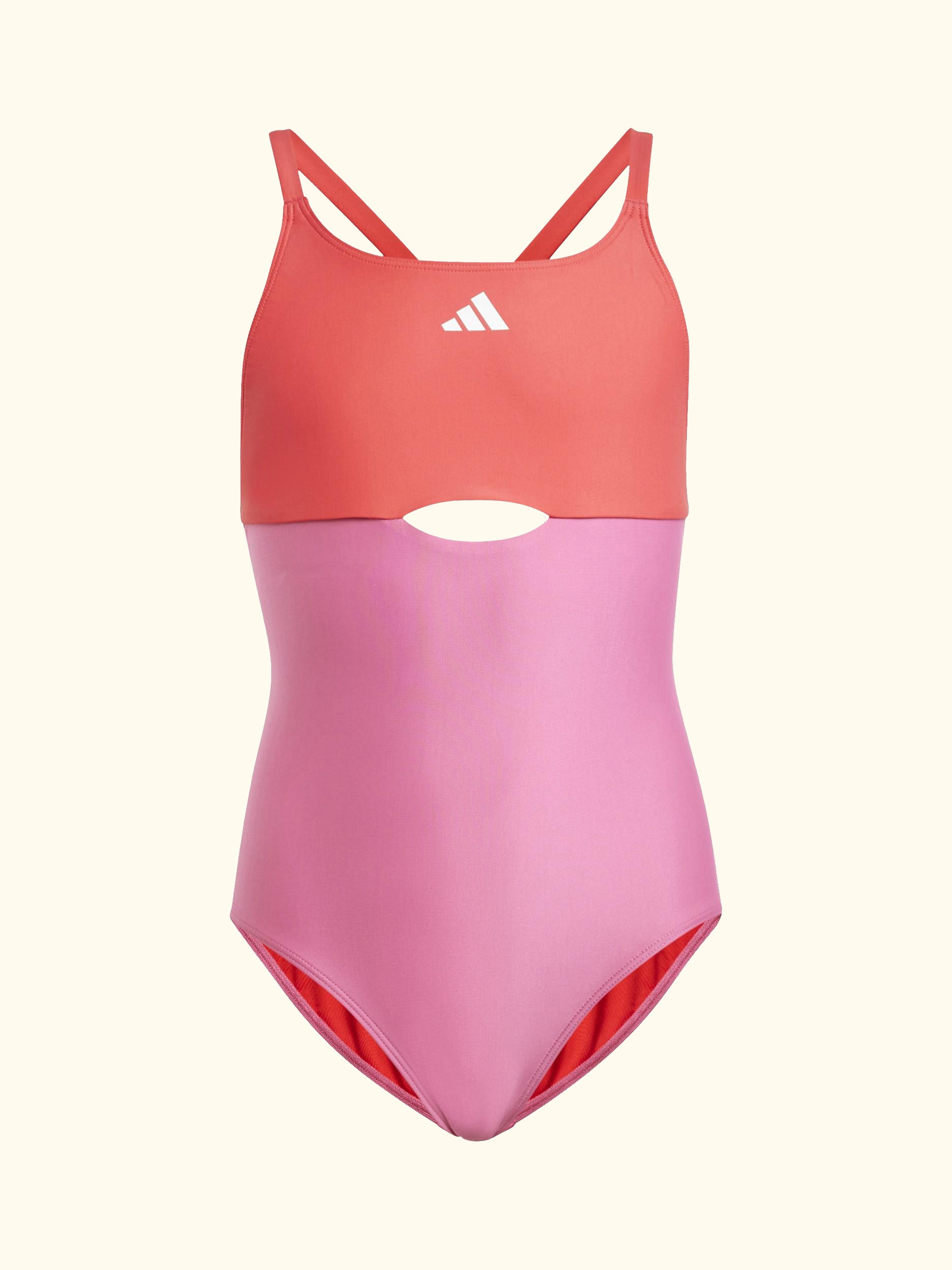Kids' Cross-Back Colour Block Swimsuit, Violet/Cream