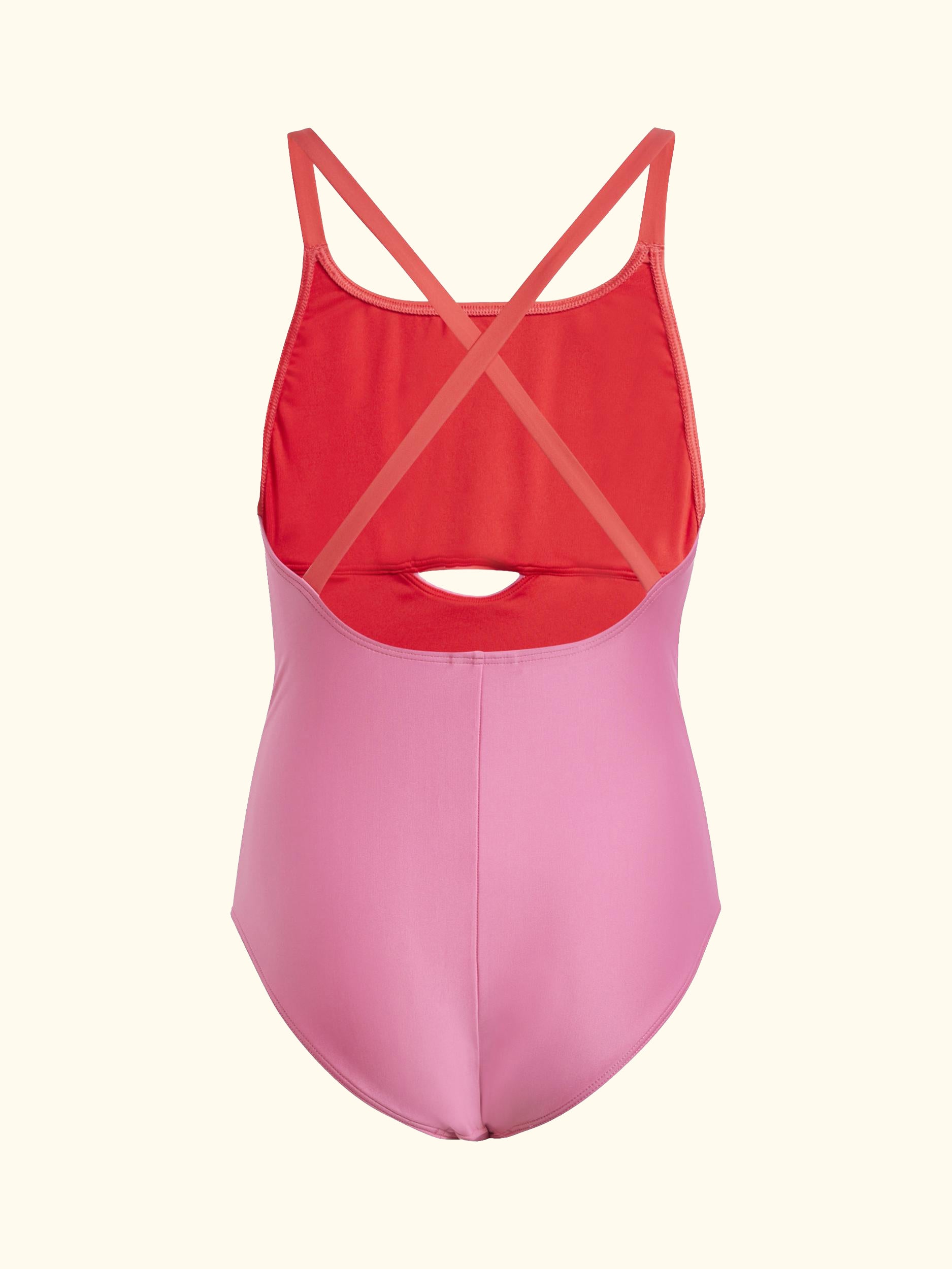 Kids' Cross-Back Colour Block Swimsuit, Violet/Cream