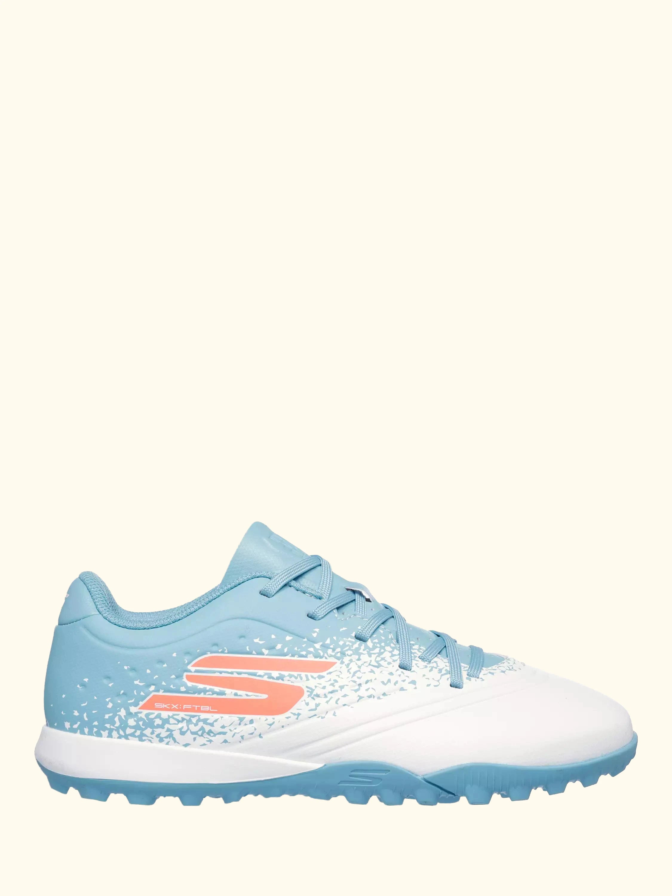 Skechers Kids' Razor 1.5 Turf Speed Football Boots, White/Turquoise