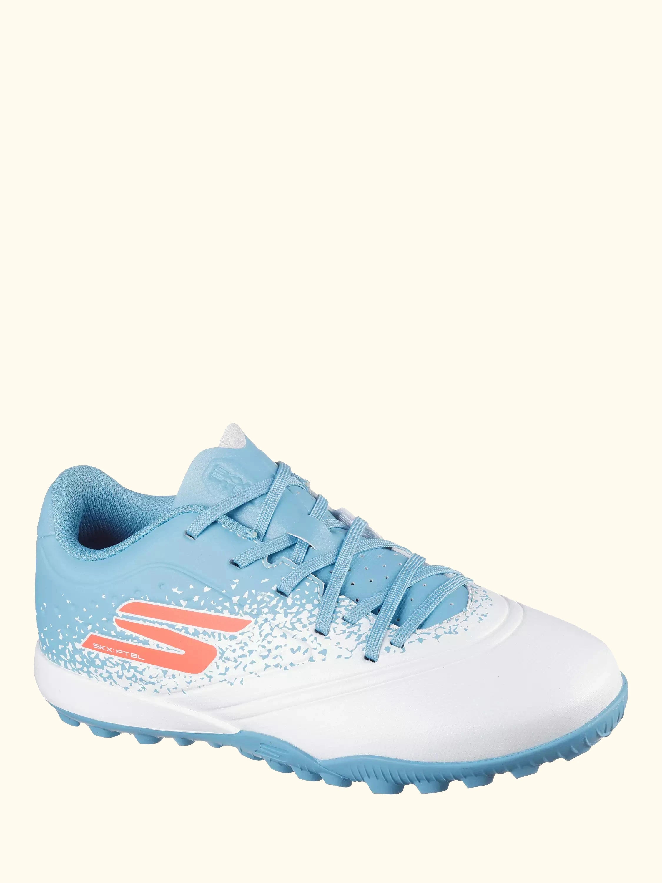 Skechers Kids' Razor 1.5 Turf Speed Football Boots, White/Turquoise