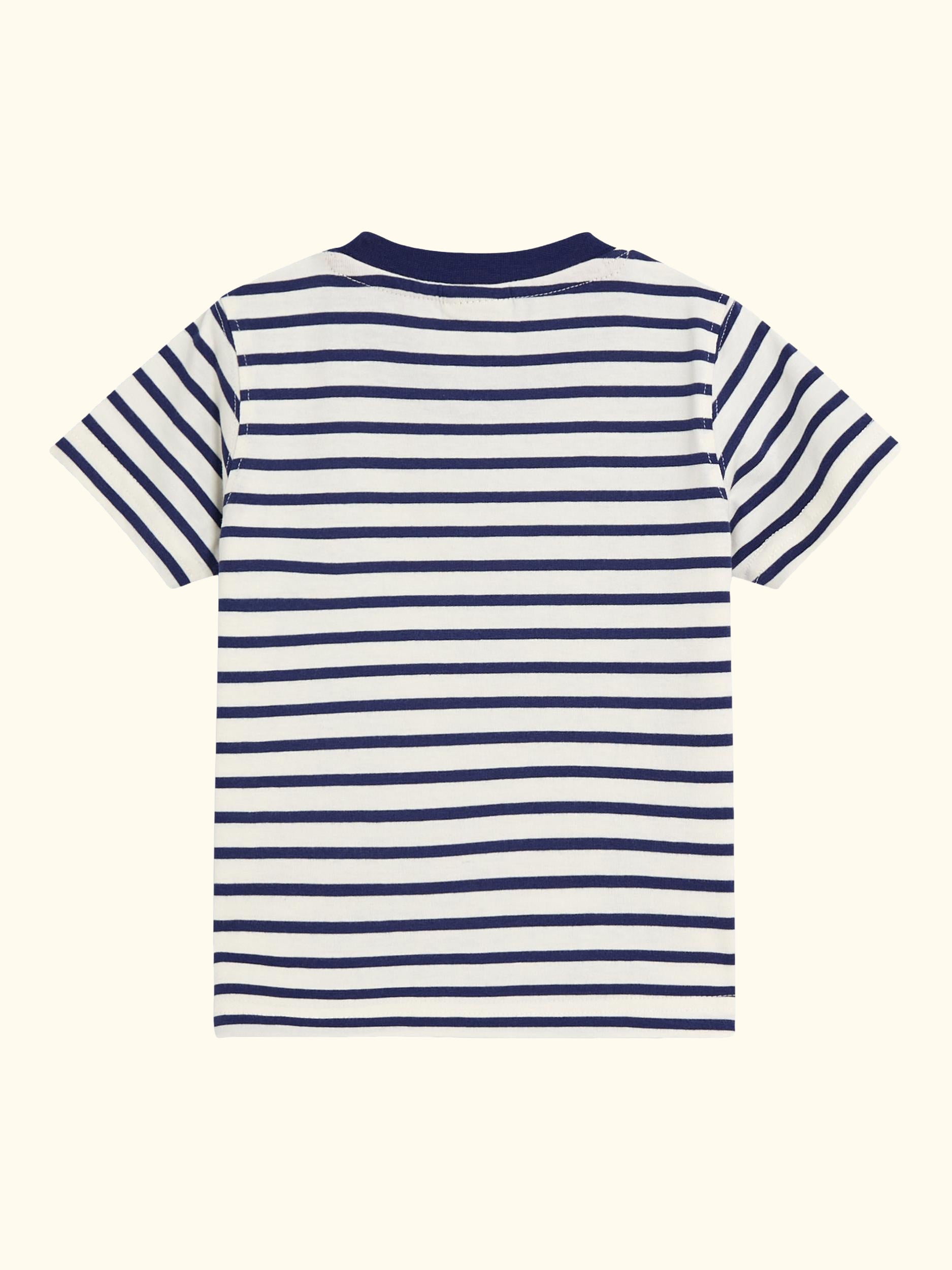 Kids' Safari Animals Stripe T-Shirt, Ecru/Navy