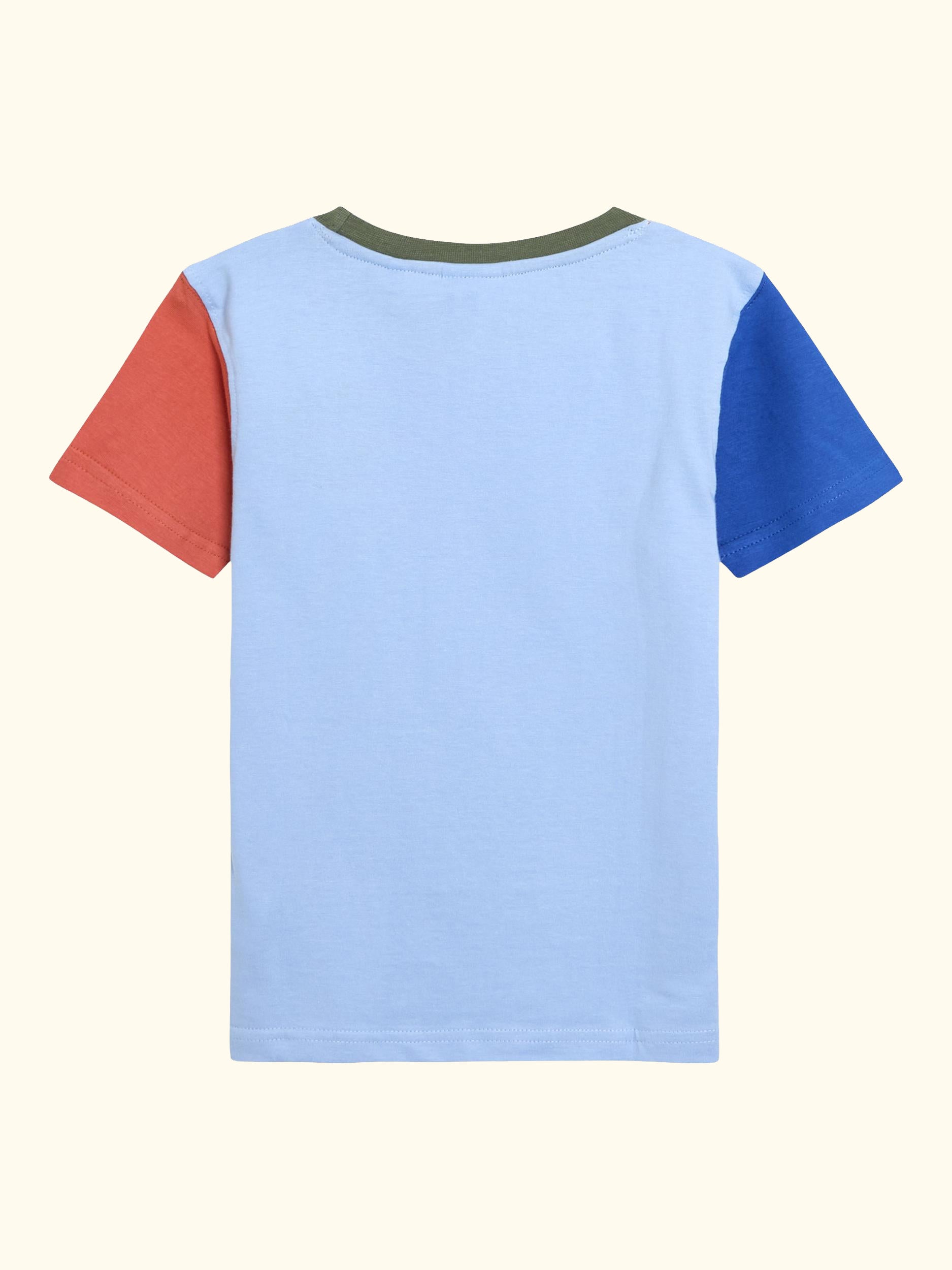 Kids' Cotton Safari Scene Colour Block T-Shirt, Blue