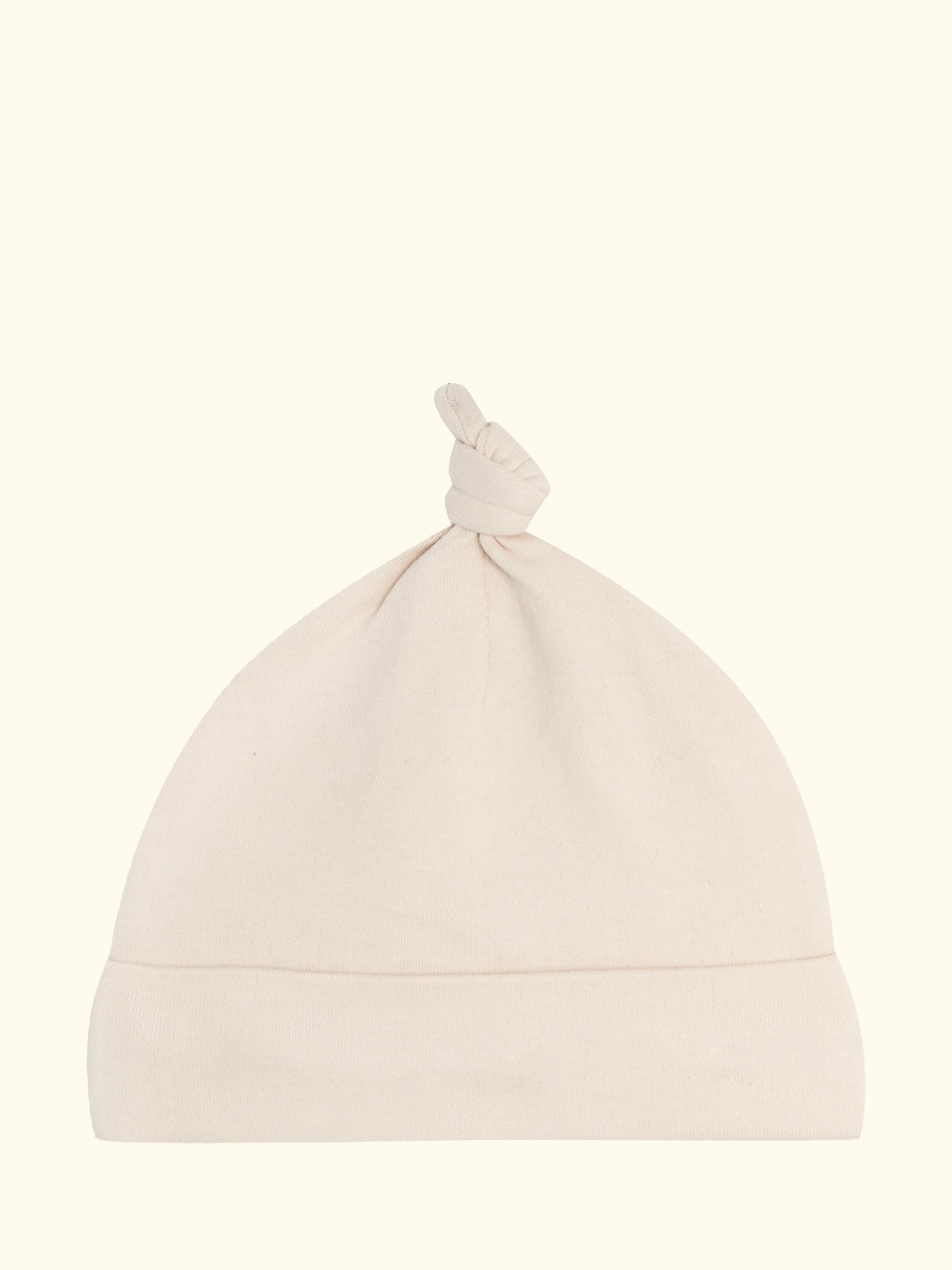 Baby Cotton Embroidered Sleepsuit & Hat Set, Stone